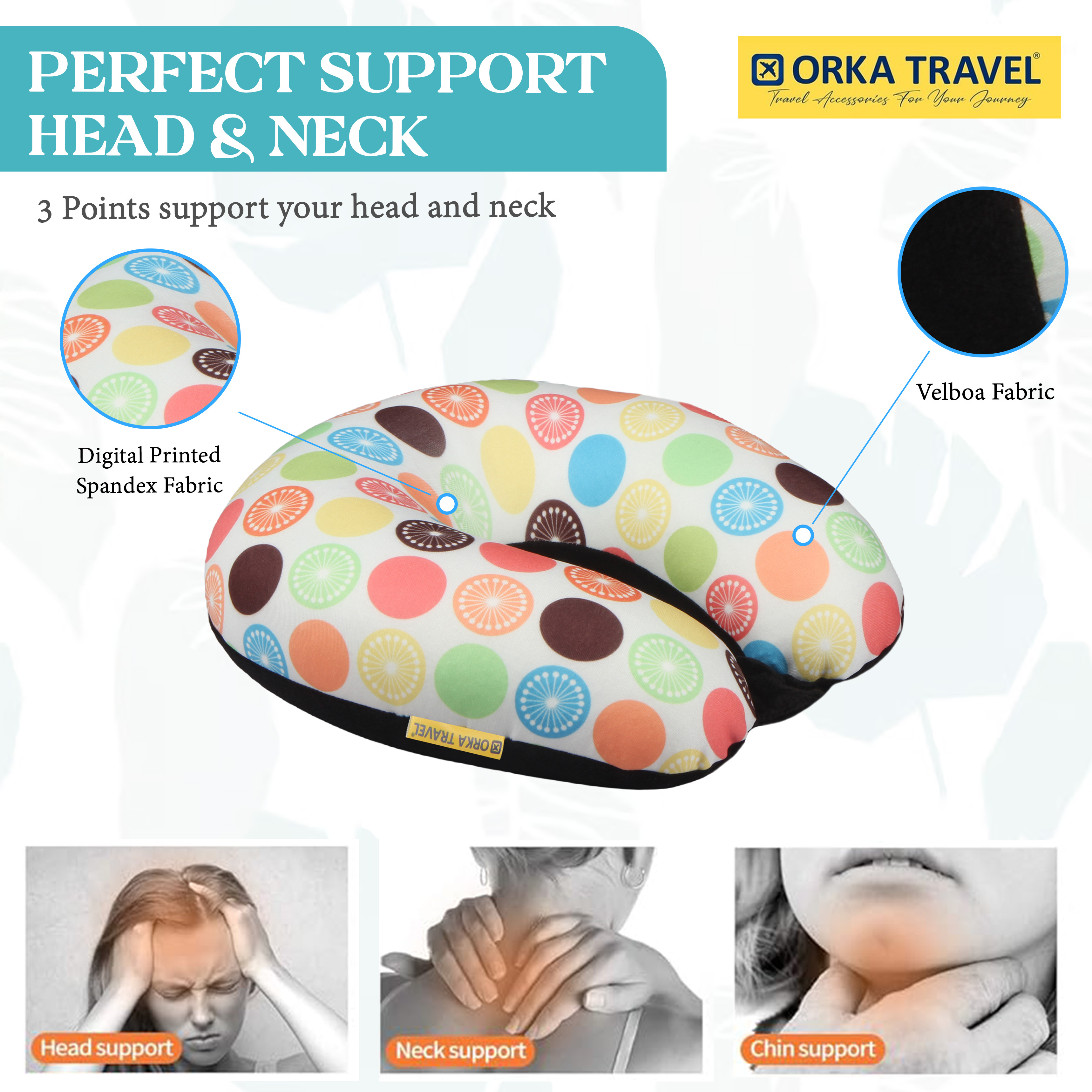 Orka Travel Digital Printed Microbeads U Neck - Lemon view 2