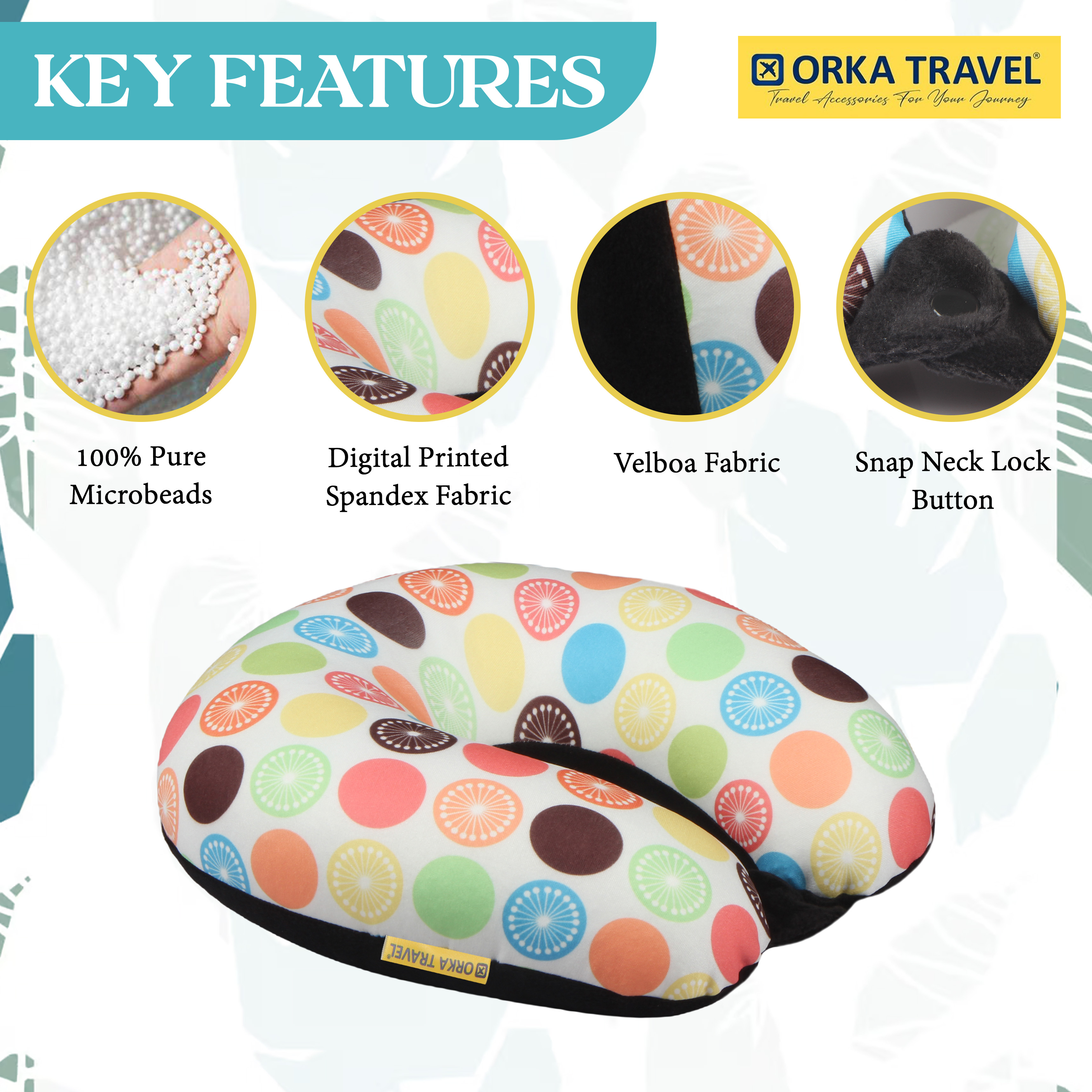 Orka Travel Digital Printed Microbeads U Neck - Lemon view 3