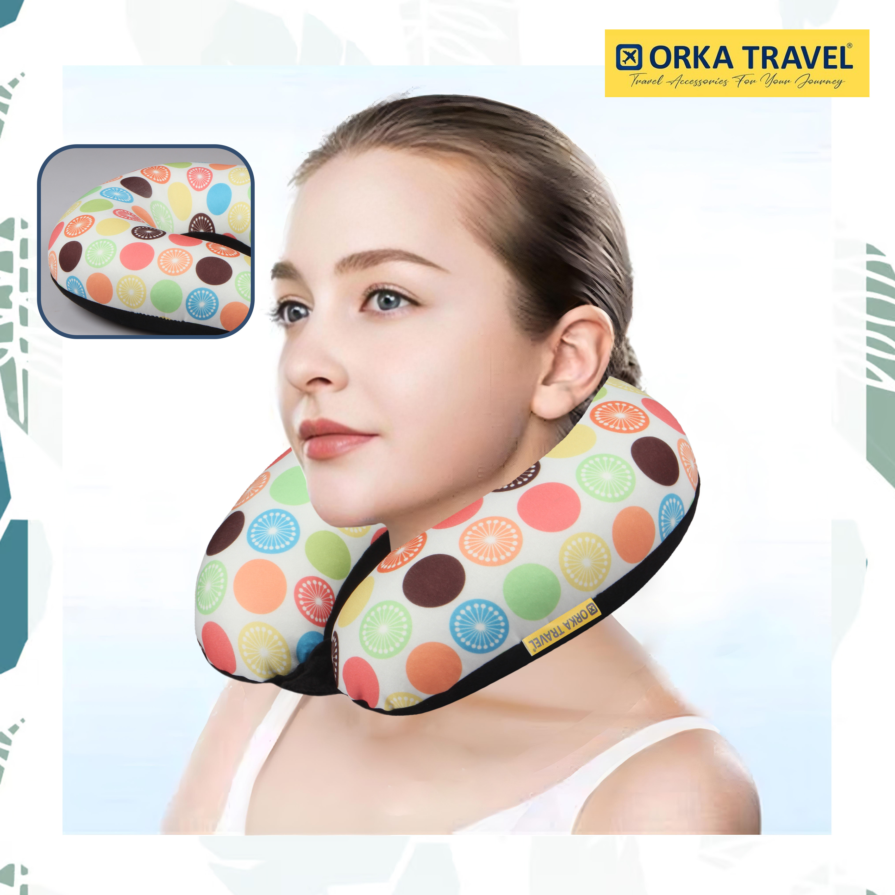 Orka Travel Digital Printed Microbeads U Neck - Lemon view 4
