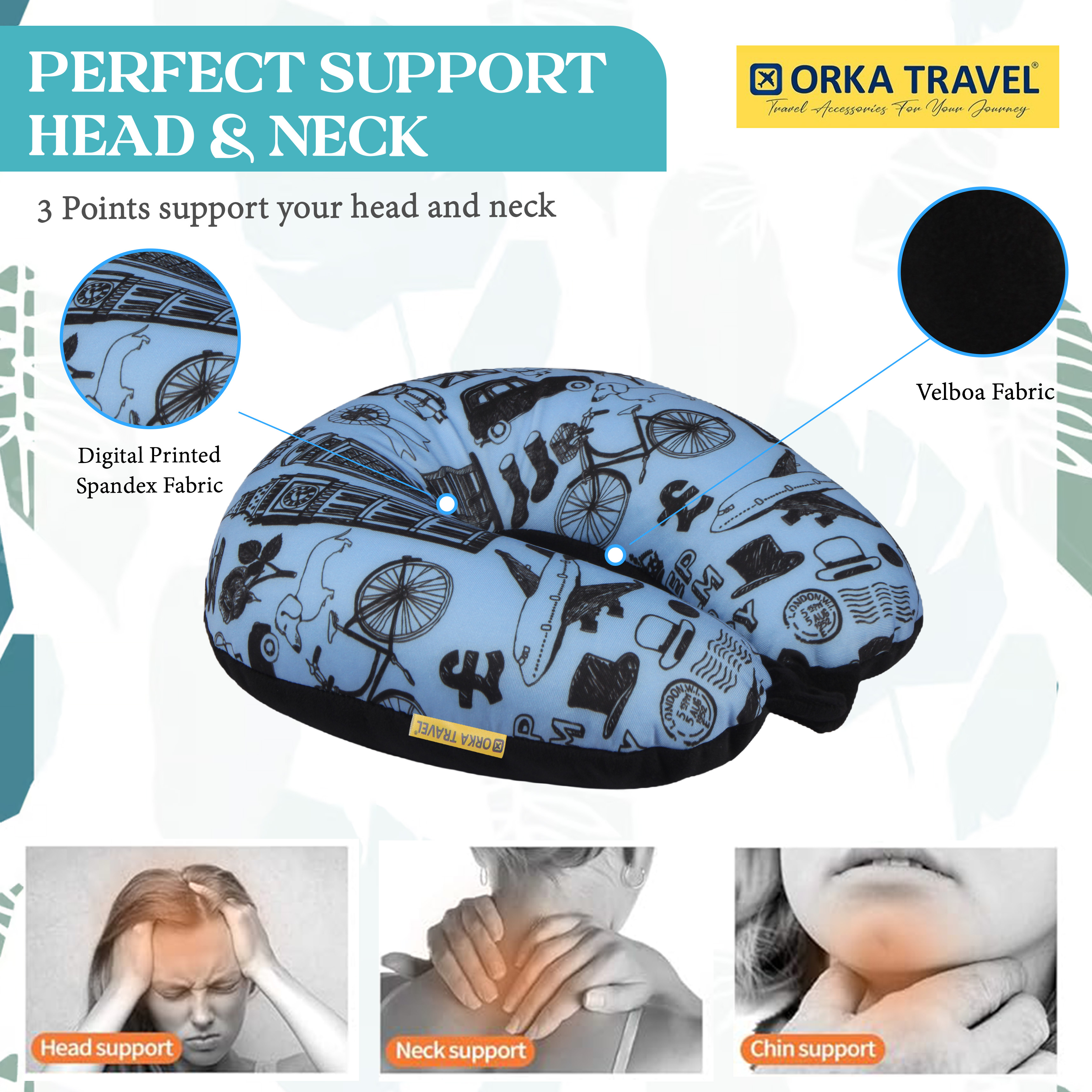 Orka Travel Digital Printed Microbeads U Neck - Keep Calm view 5