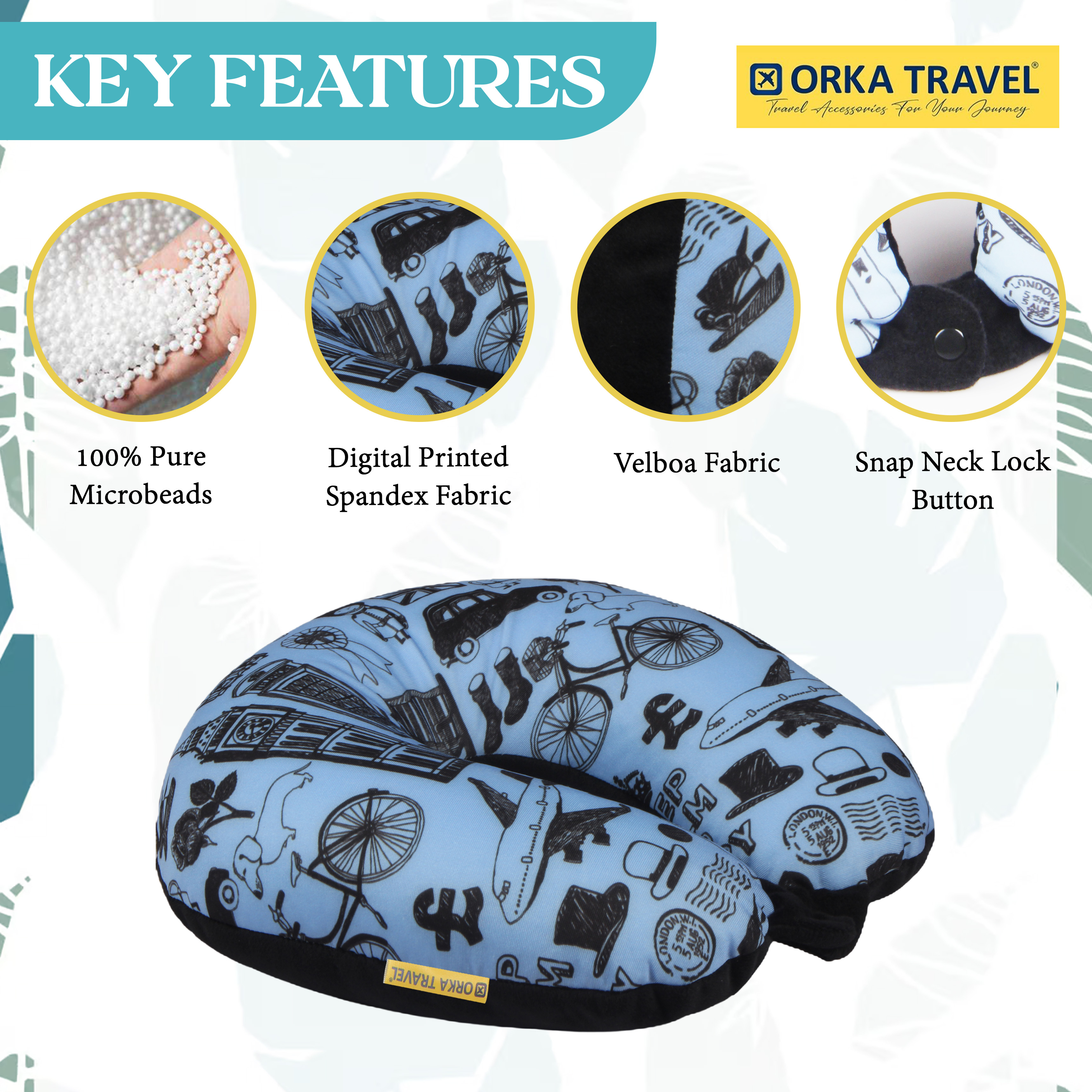 Orka Travel Digital Printed Microbeads U Neck - Keep Calm