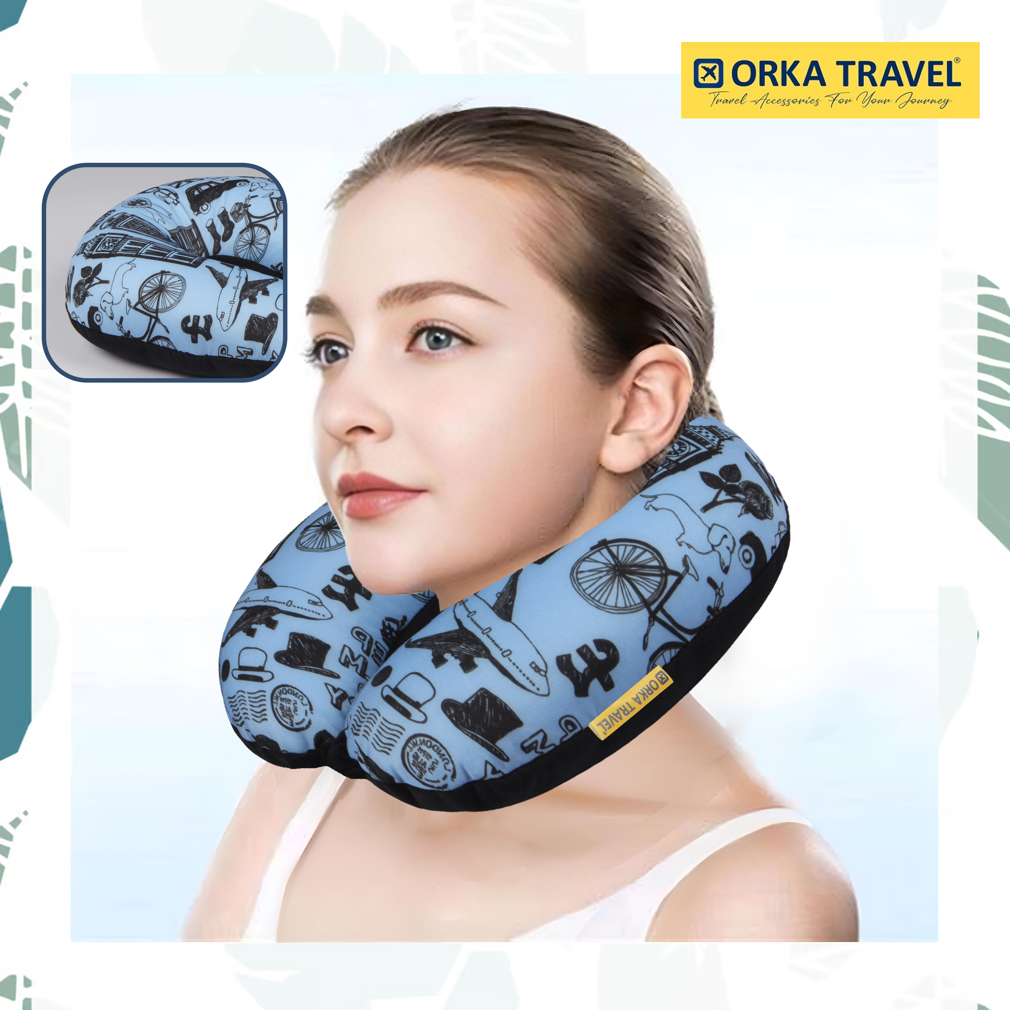 Orka Travel Digital Printed Microbeads U Neck - Keep Calm view 2