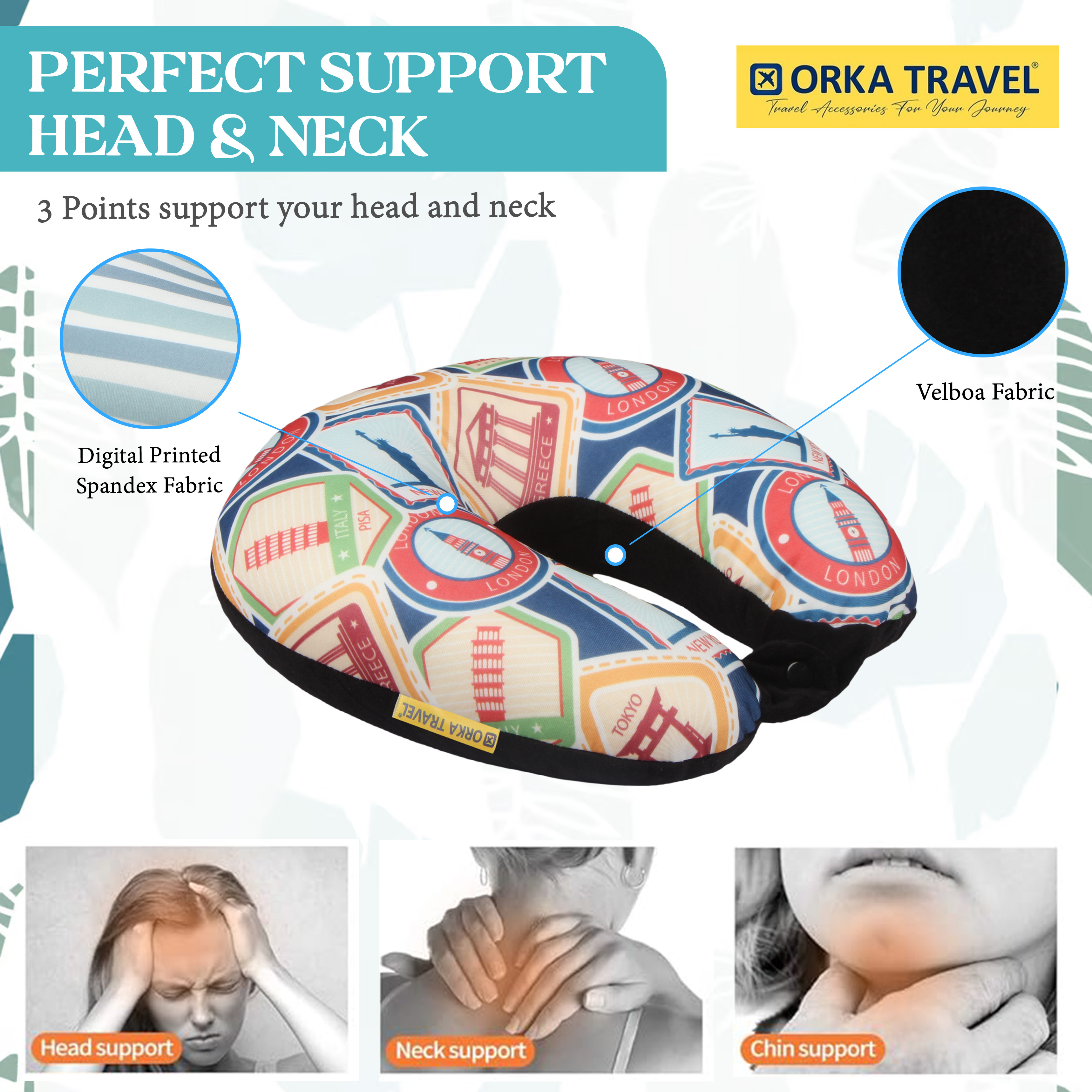 Orka Travel Digital Printed Microbeads U Neck - Landon view 2