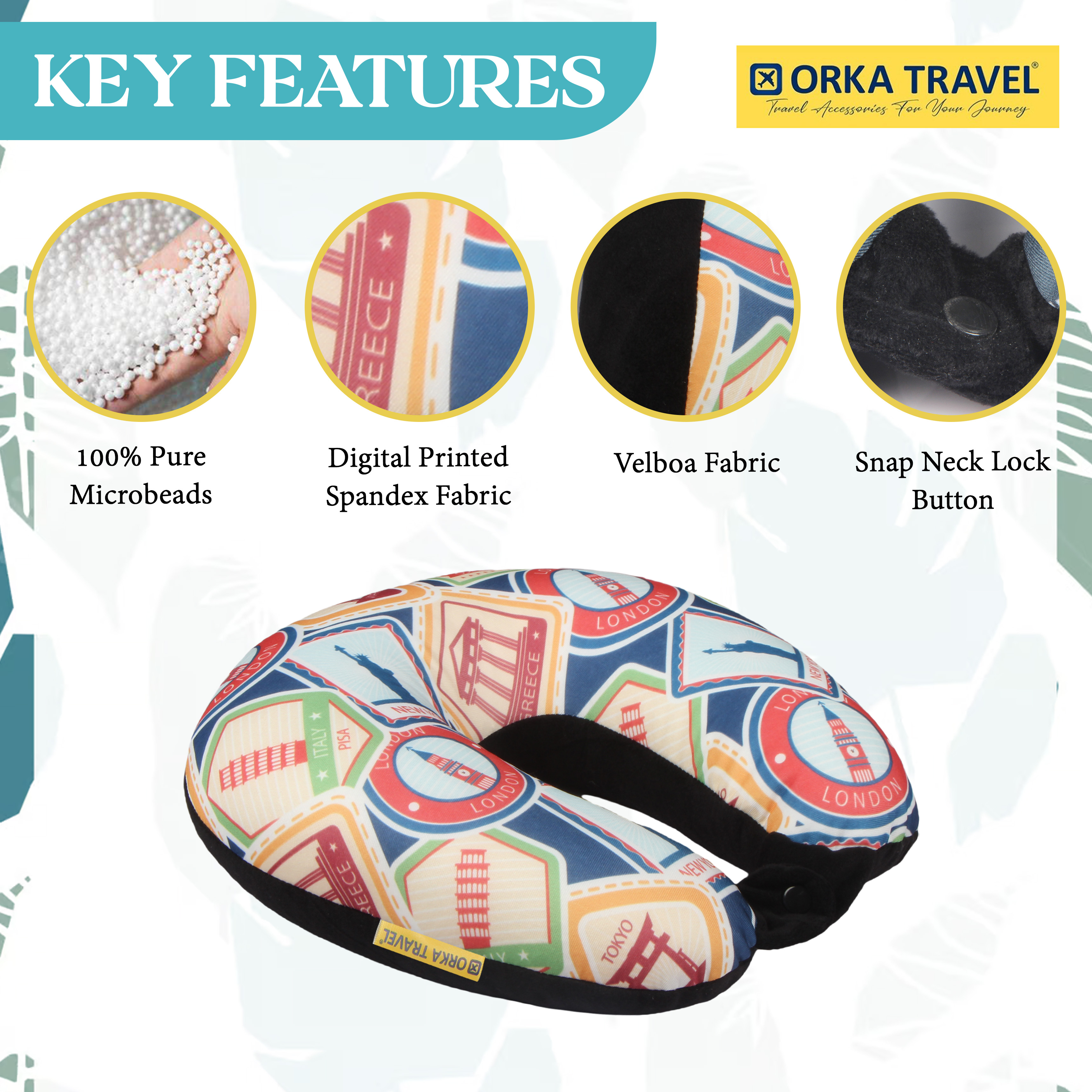 Orka Travel Digital Printed Microbeads U Neck - Landon view 3
