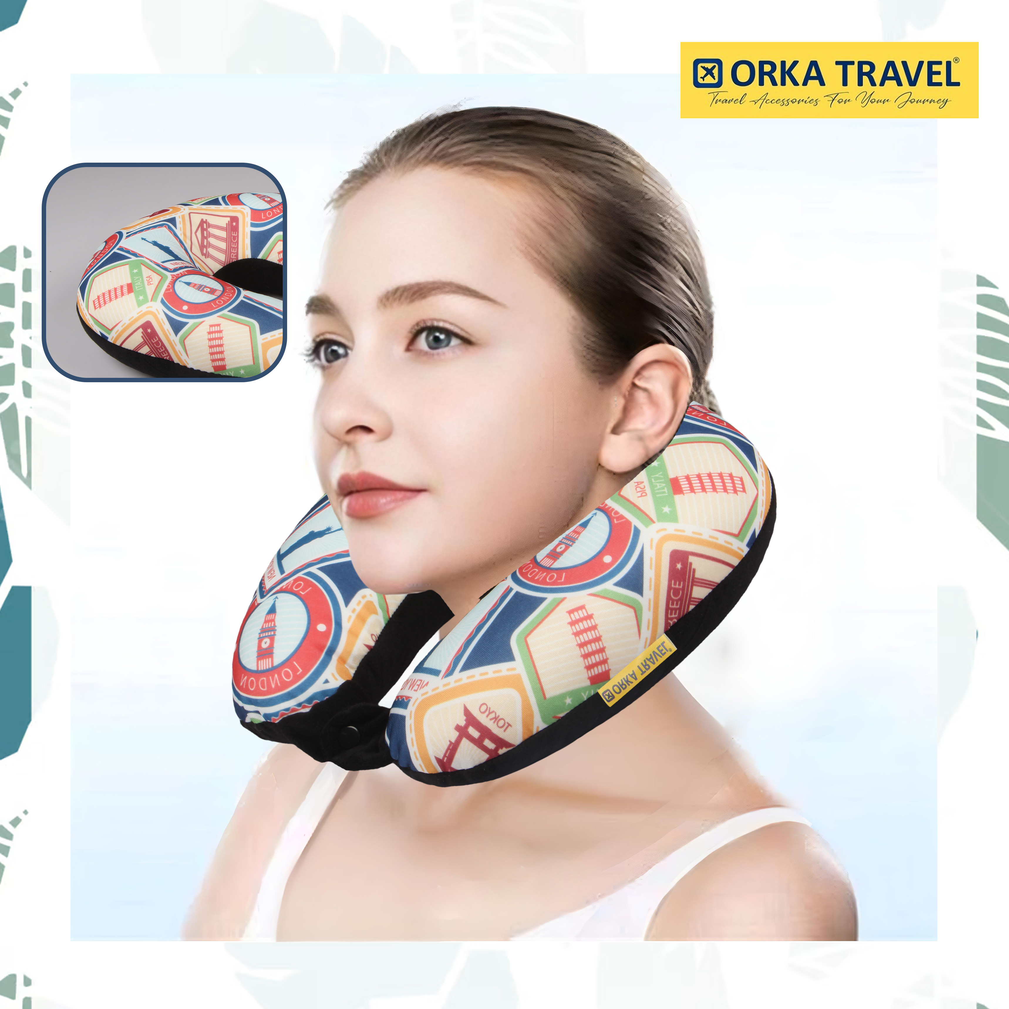 Orka Travel Digital Printed Microbeads U Neck - Landon view 4