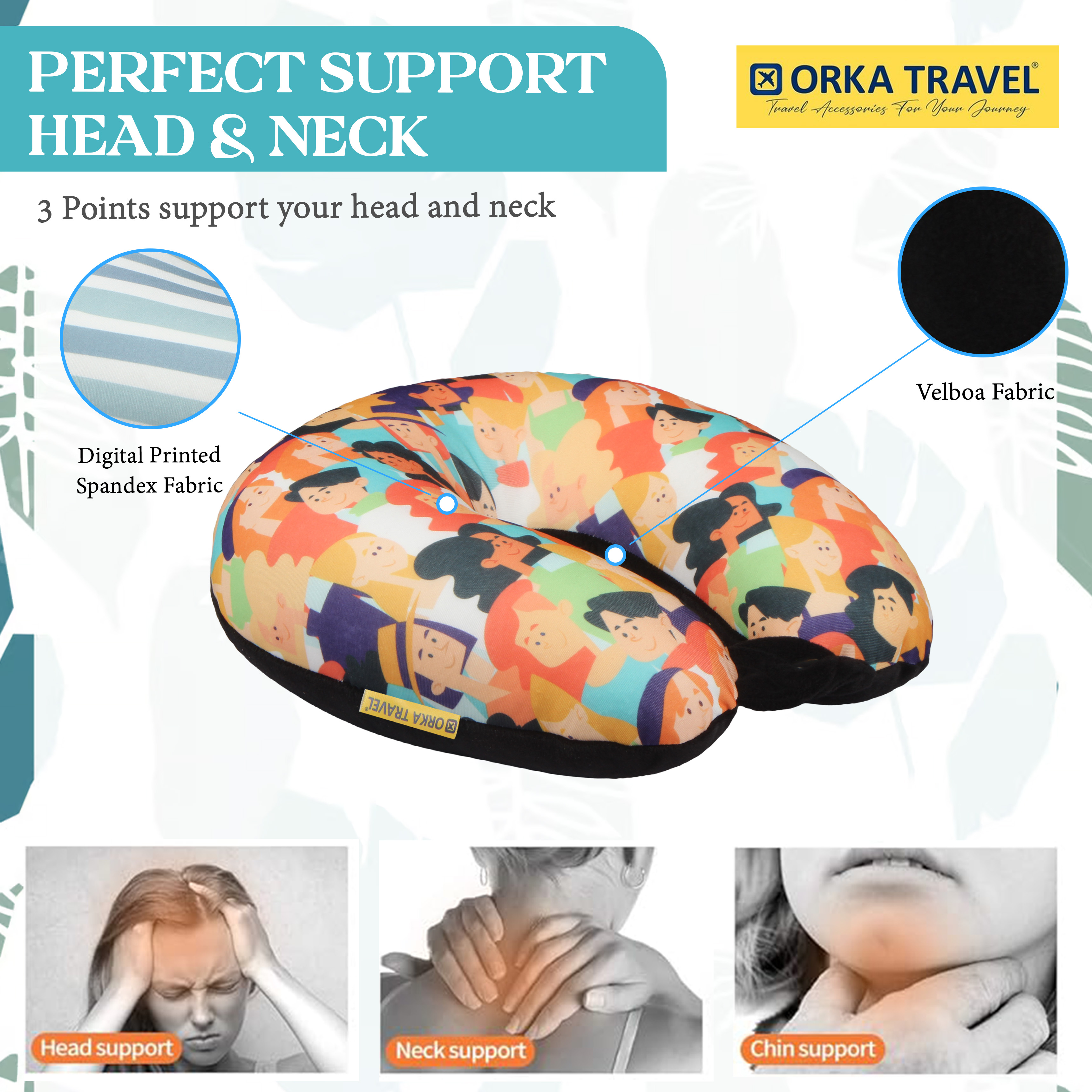 Orka Travel Digital Printed Microbeads U Neck - People view 2