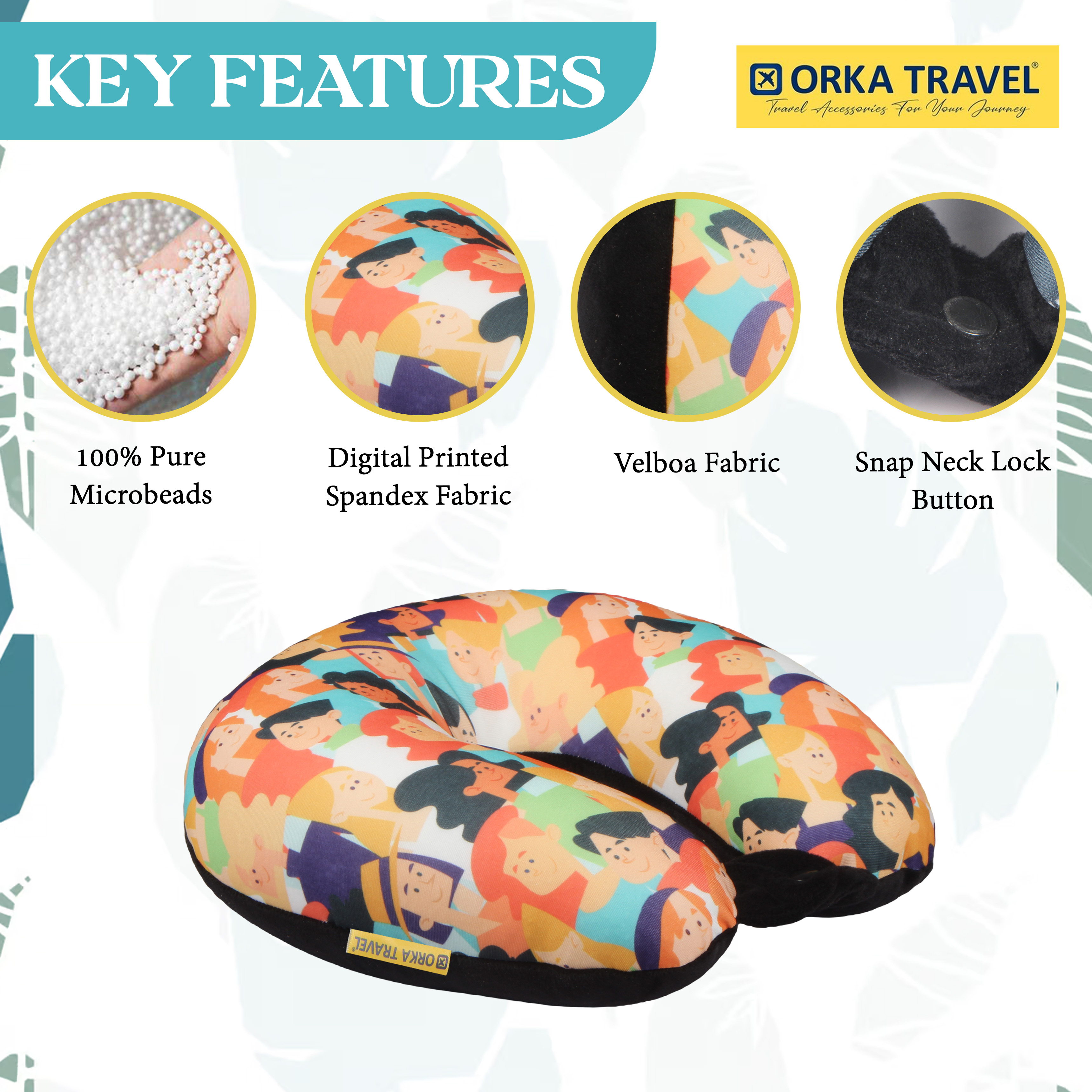 Orka Travel Digital Printed Microbeads U Neck - People view 3