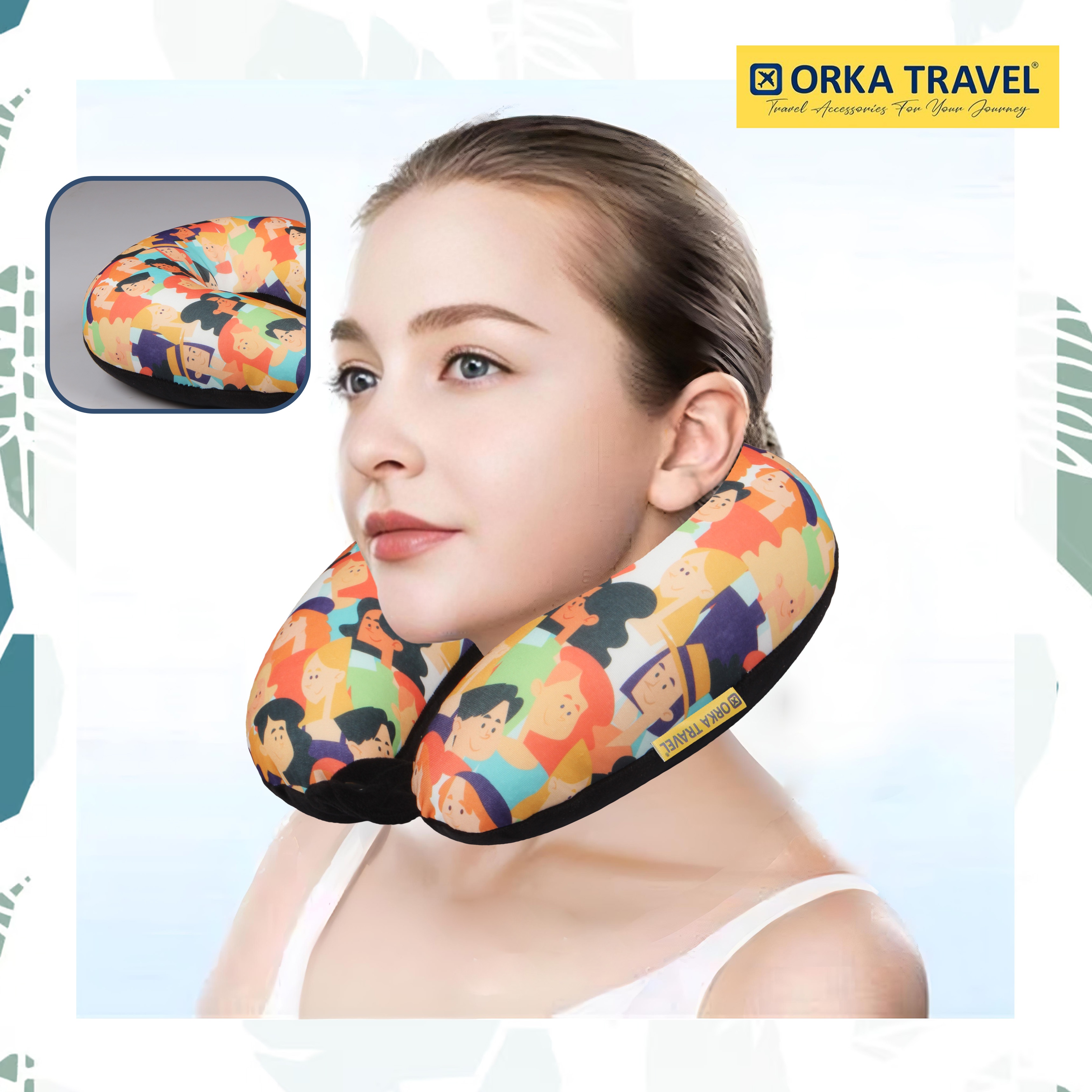 Orka Travel Digital Printed Microbeads U Neck - People view 4