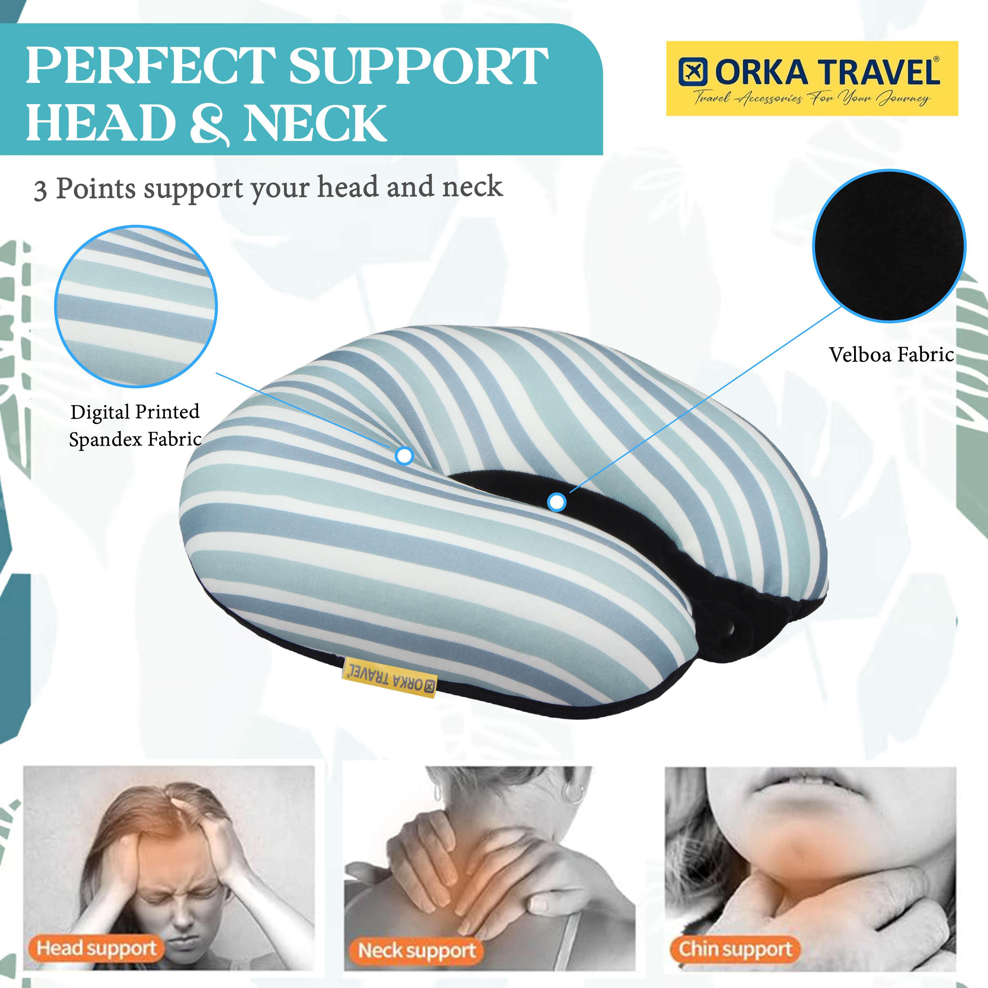 Orka Travel Digital Printed Microbeads U Neck - Stripe view 2