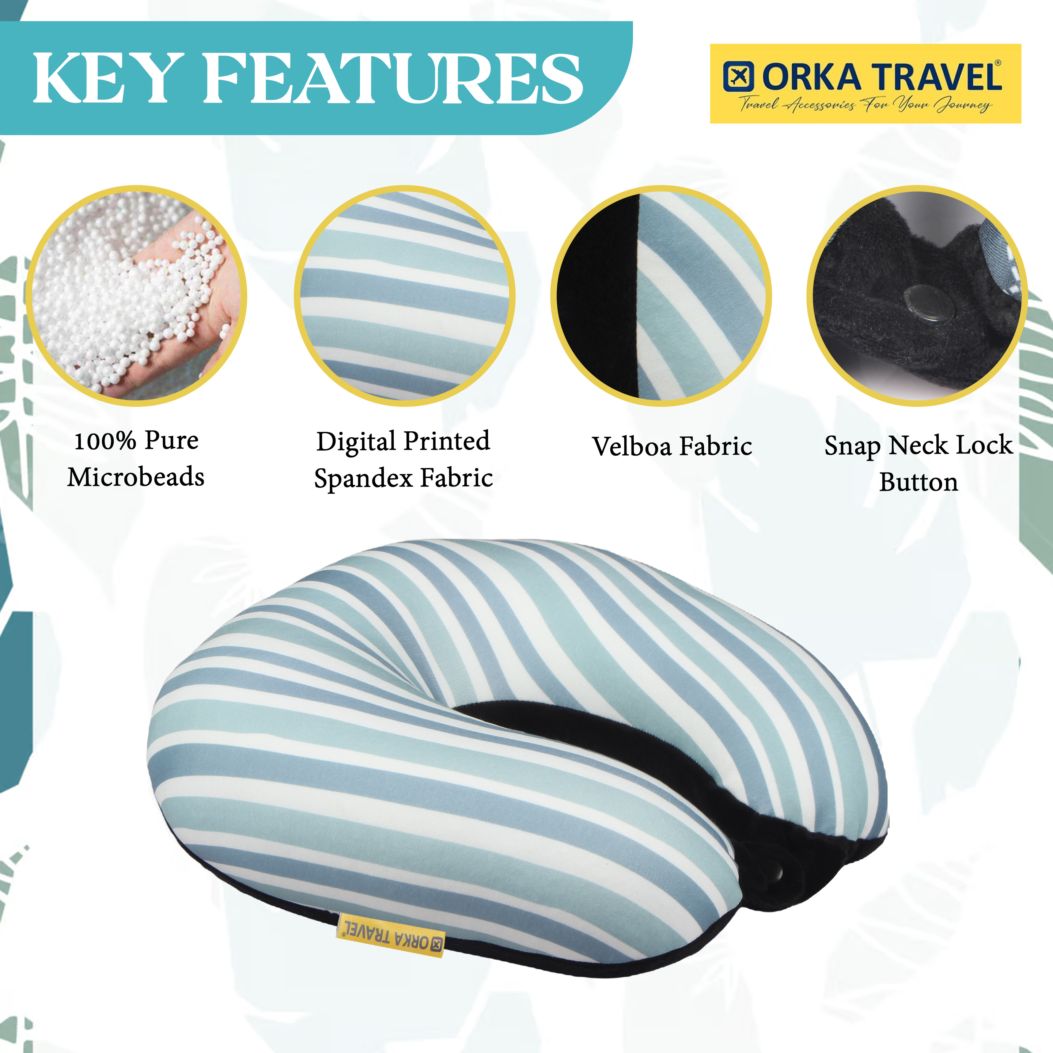 Orka Travel Digital Printed Microbeads U Neck - Stripe view 3