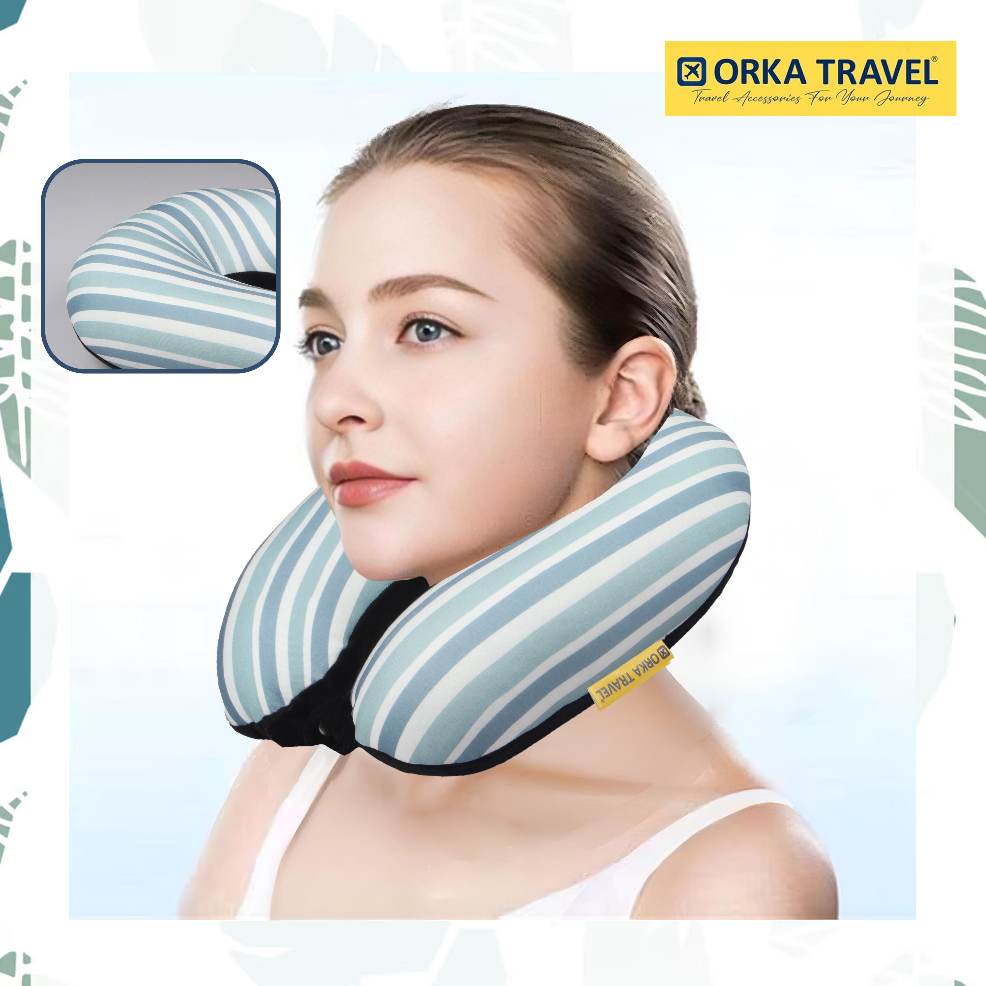 Orka Travel Digital Printed Microbeads U Neck - Stripe view 4