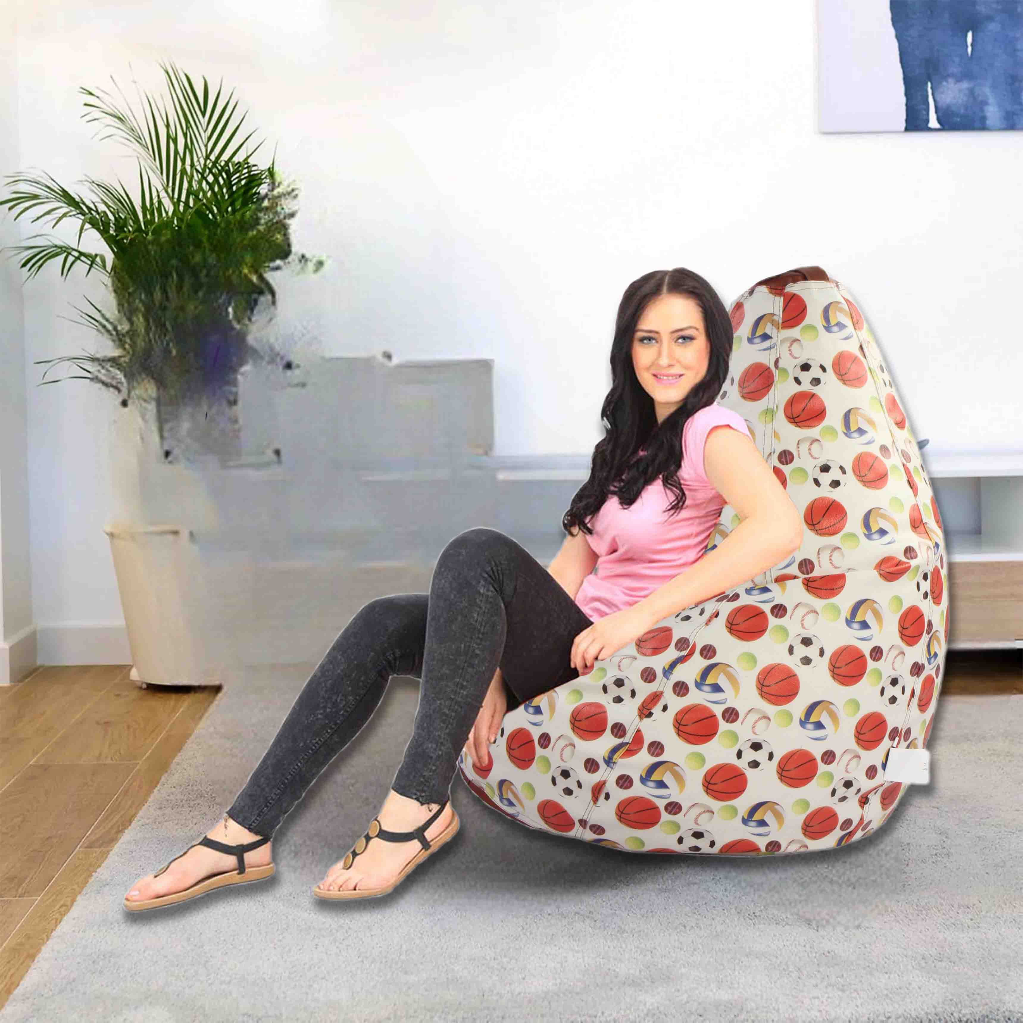 Orka Digital Printed Sport Ball Theme XXXL Bean Bag Filled With Beans
