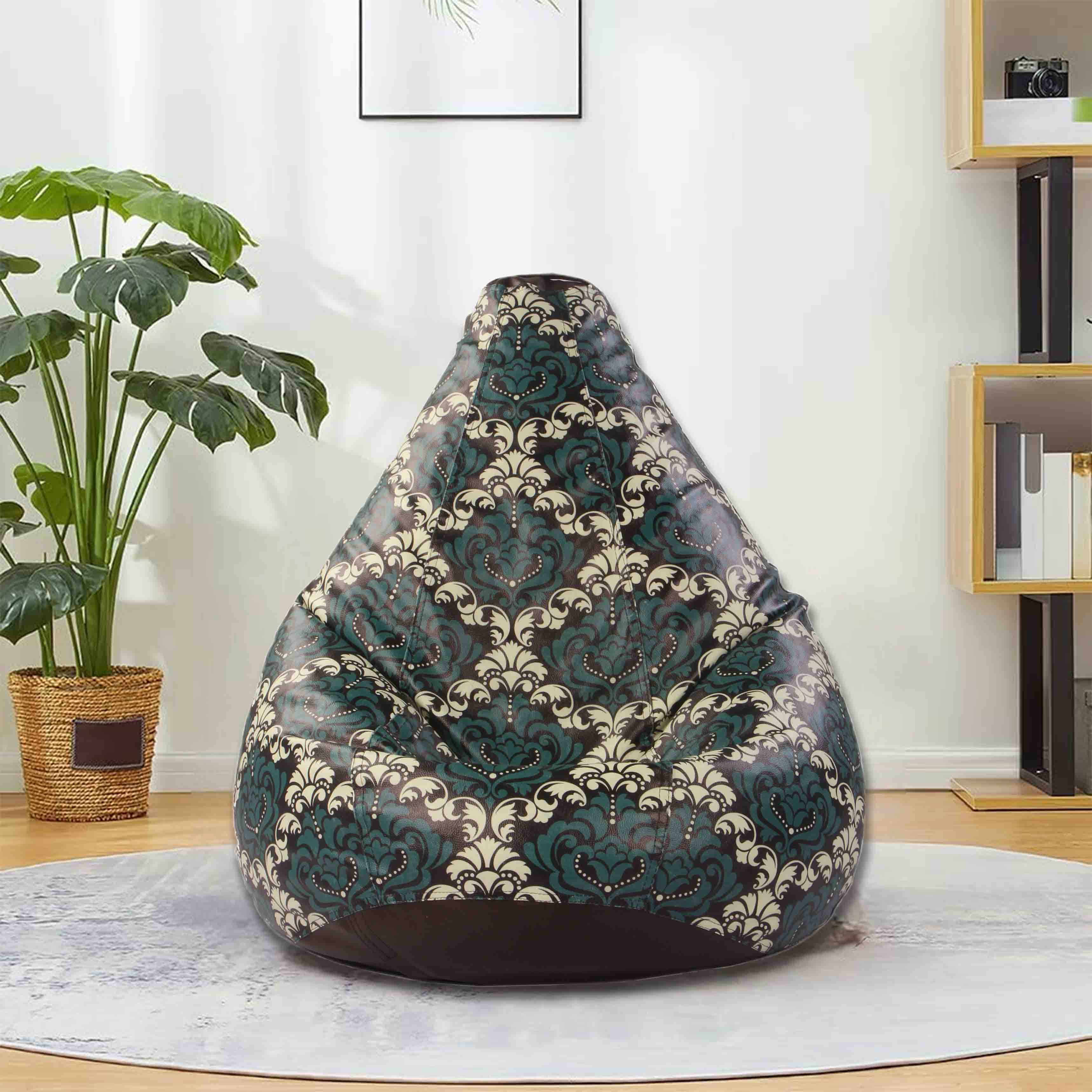 Orka Digital Printed Seamless Retro Floral XXXL Bean Bag Filled With Beans