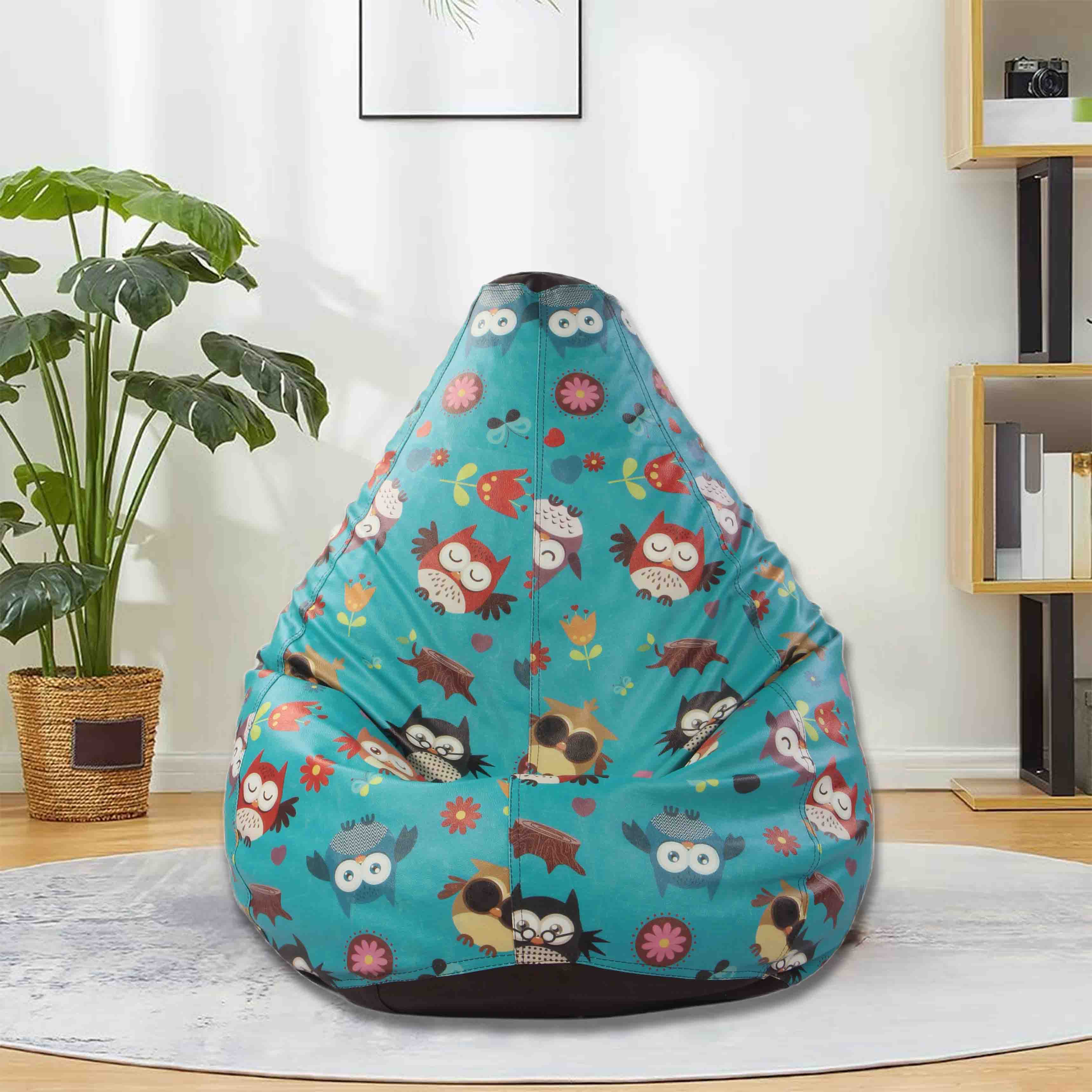 Orka Digital Printed Owl Screenprint XXXL Bean Bag Filled With Beans