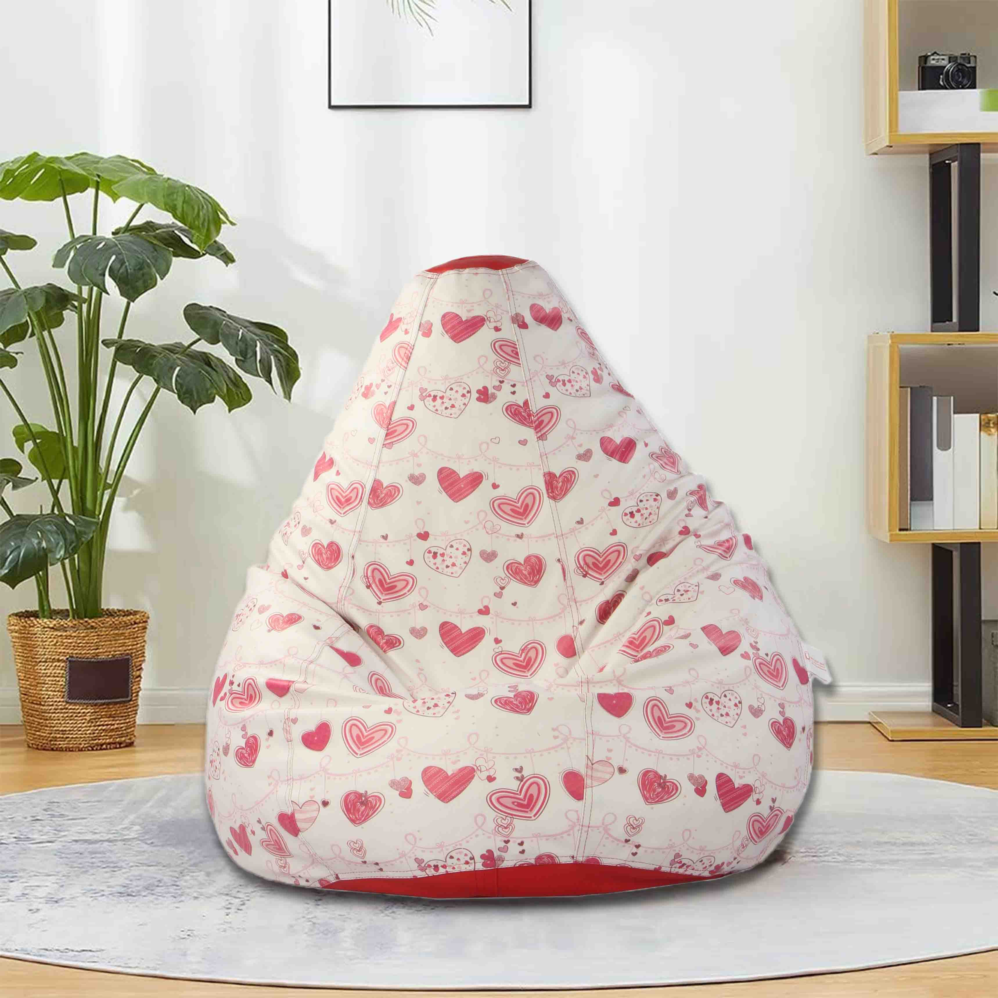 Orka Digital Printed Heart Theme XXXL Bean Bag Filled With Beans view 3