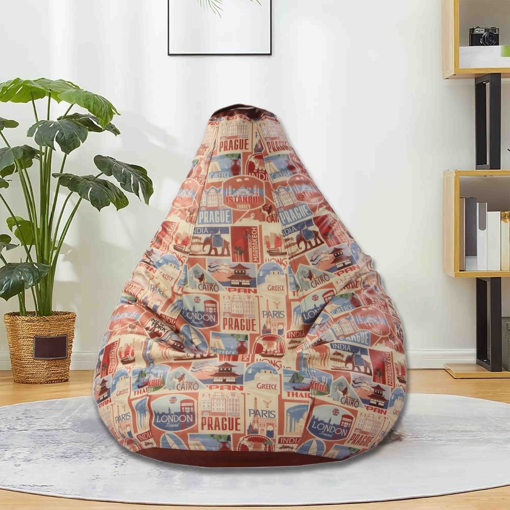Orka Digital Printed Countries Theme XXXL Bean Bag Filled With Beans view 2