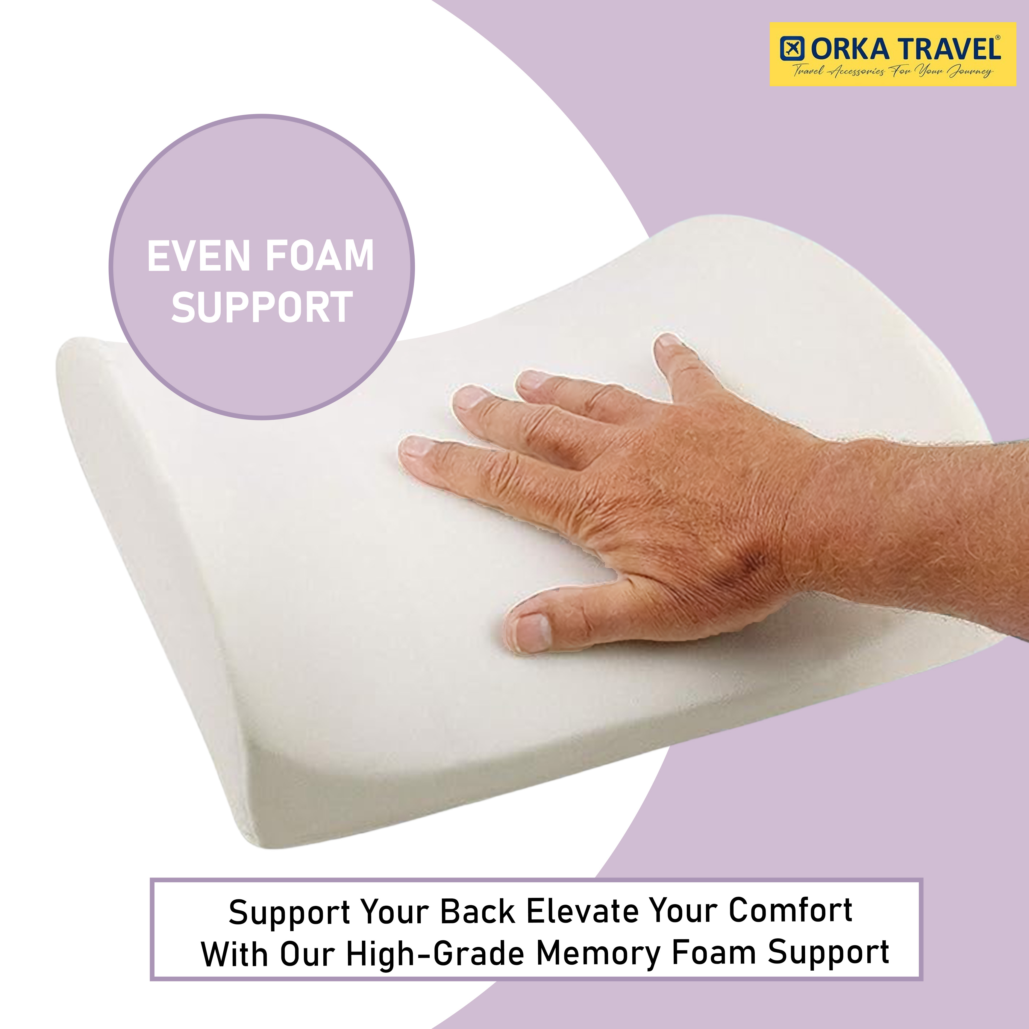 ORKA TRAVEL Elle Orthopedic Optimal Back Support Cushion with Memory Foam (Purple) view 3