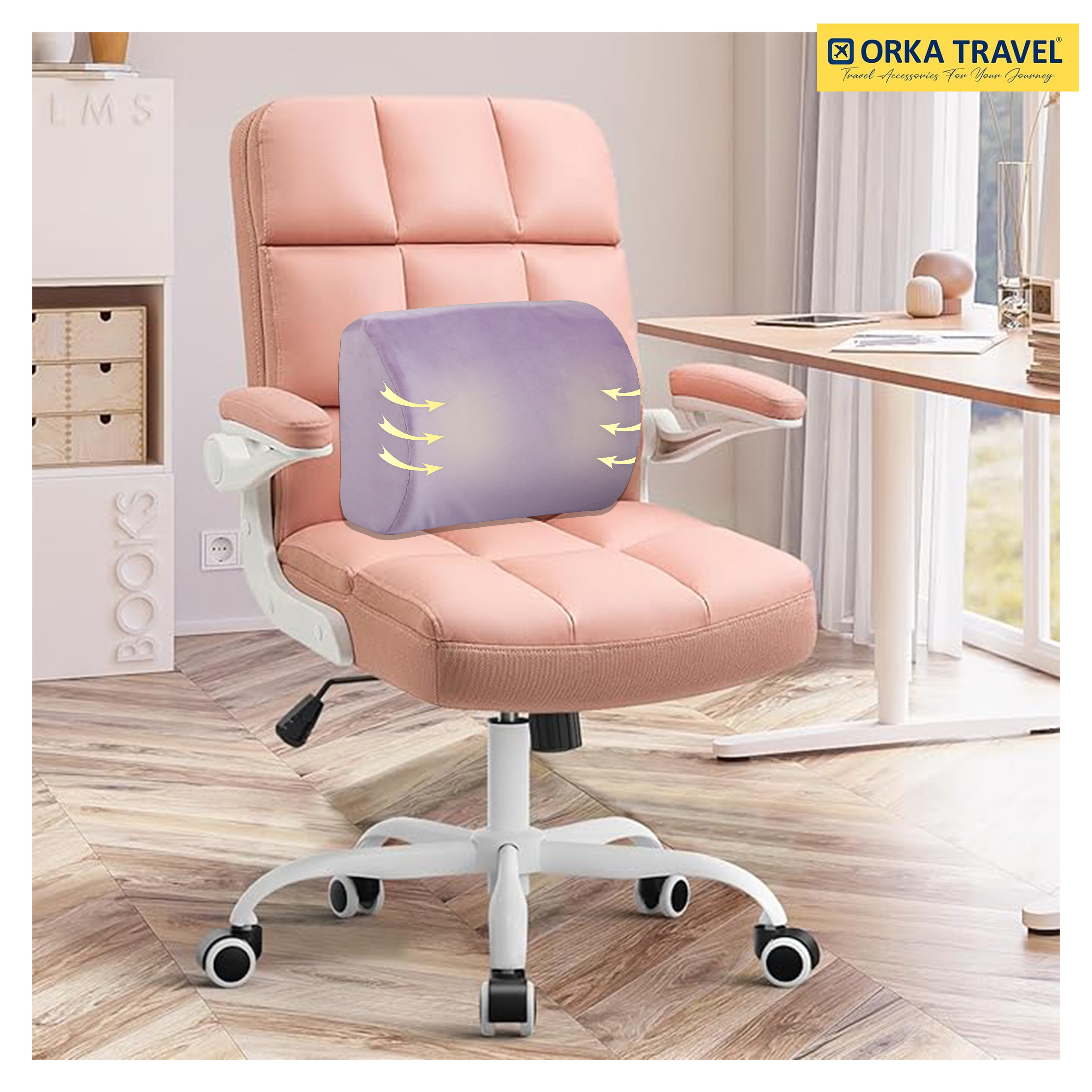 ORKA TRAVEL Elle Orthopedic Optimal Back Support Cushion with Memory Foam (Purple) view 7