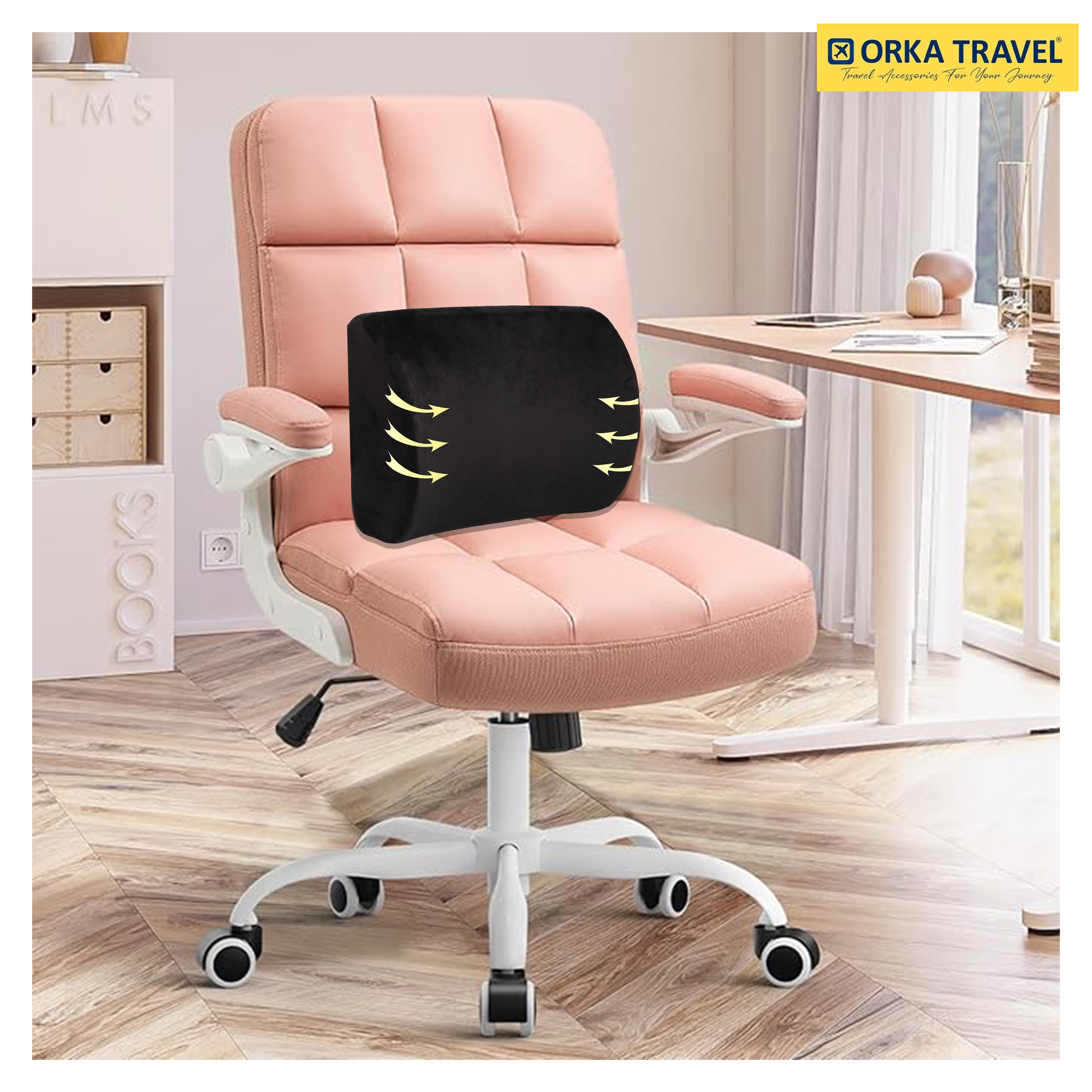 ORKA TRAVEL Elle Orthopedic Optimal Back Support Cushion with Memory Foam (Black) view 3