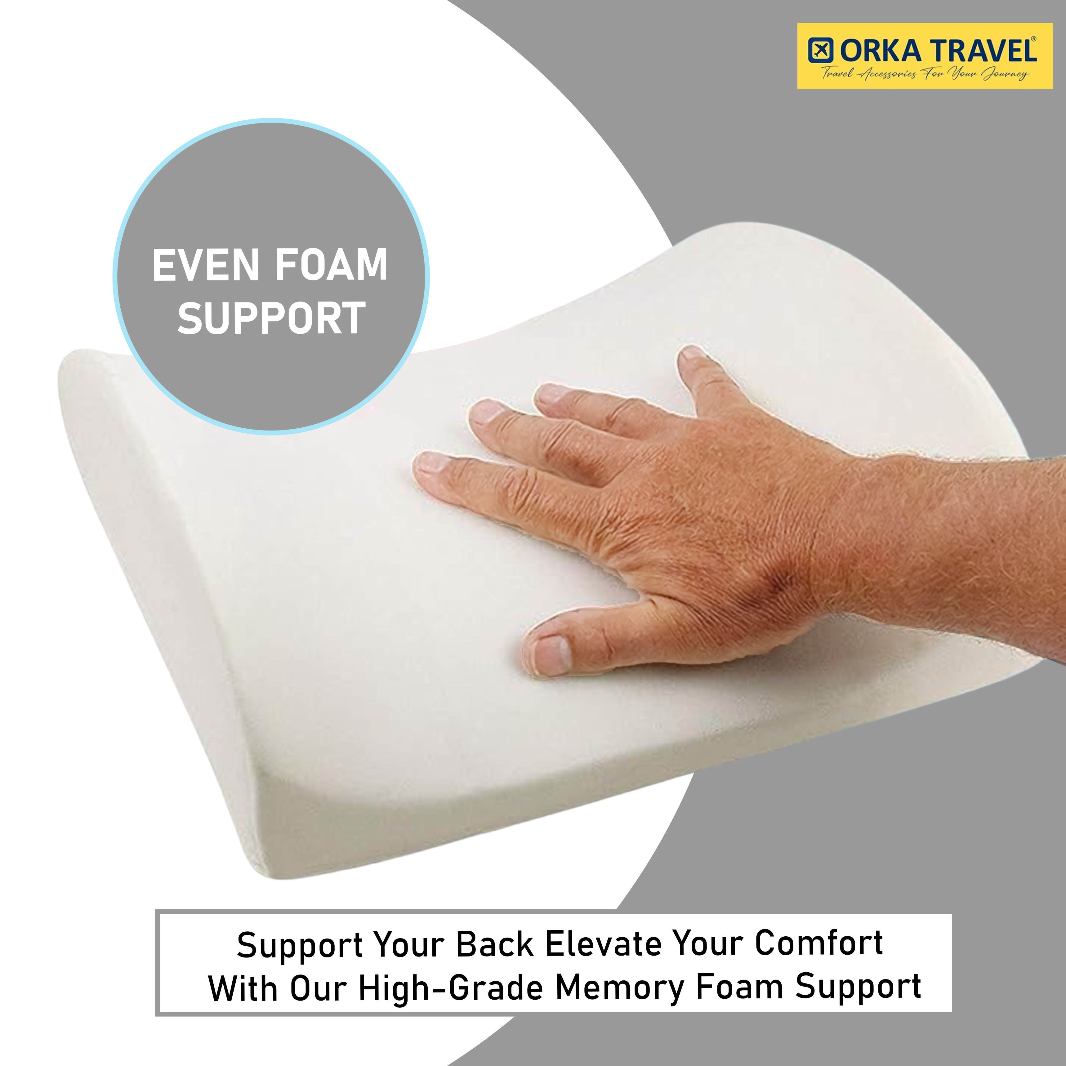ORKA TRAVEL Elle Orthopedic Optimal Back Support Cushion with Memory Foam (Black) view 5