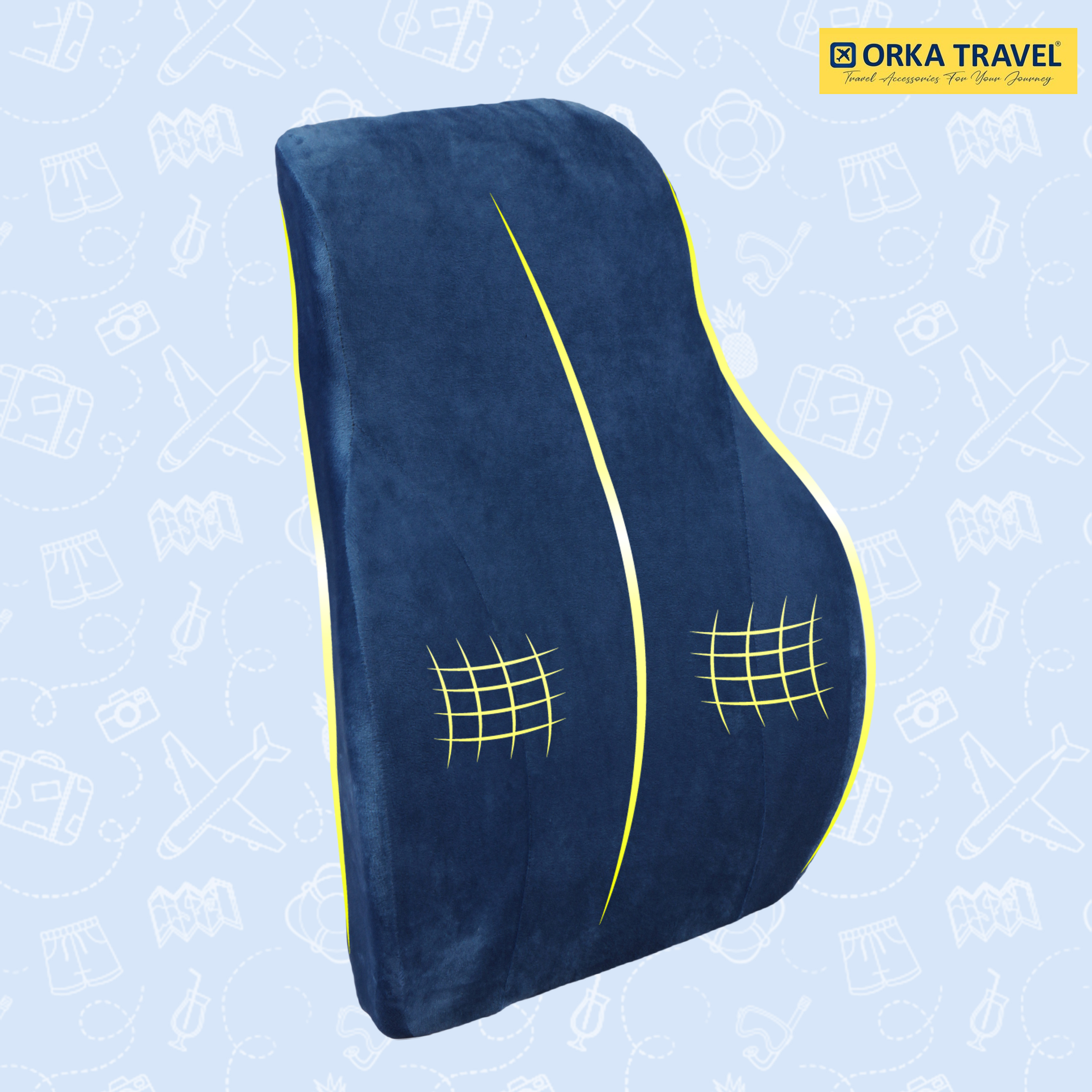 ORKA TRAVEL Presto Orthopaedic Mid-Backrest Cushion with Memory Foam (Ortho Backrest) (Blue) view 4