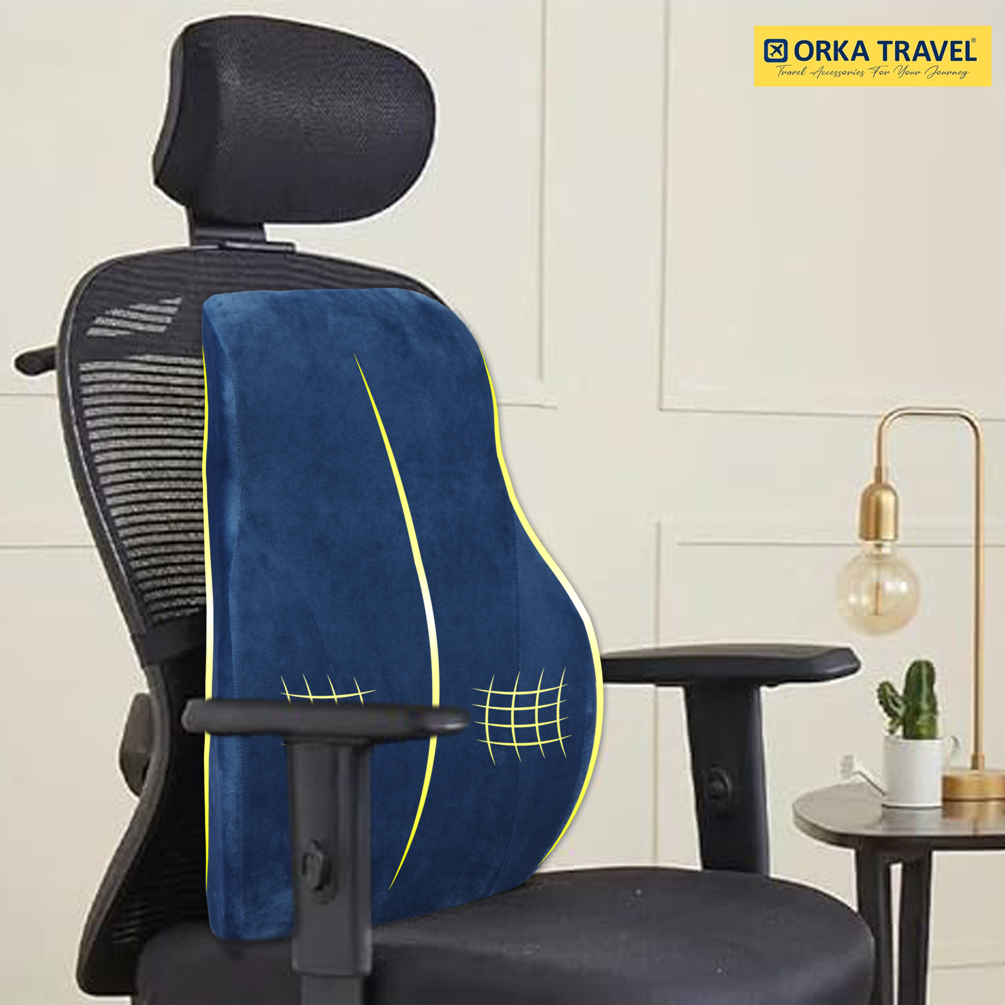 ORKA TRAVEL Presto Orthopaedic Mid-Backrest Cushion with Memory Foam (Ortho Backrest) (Blue) view 5