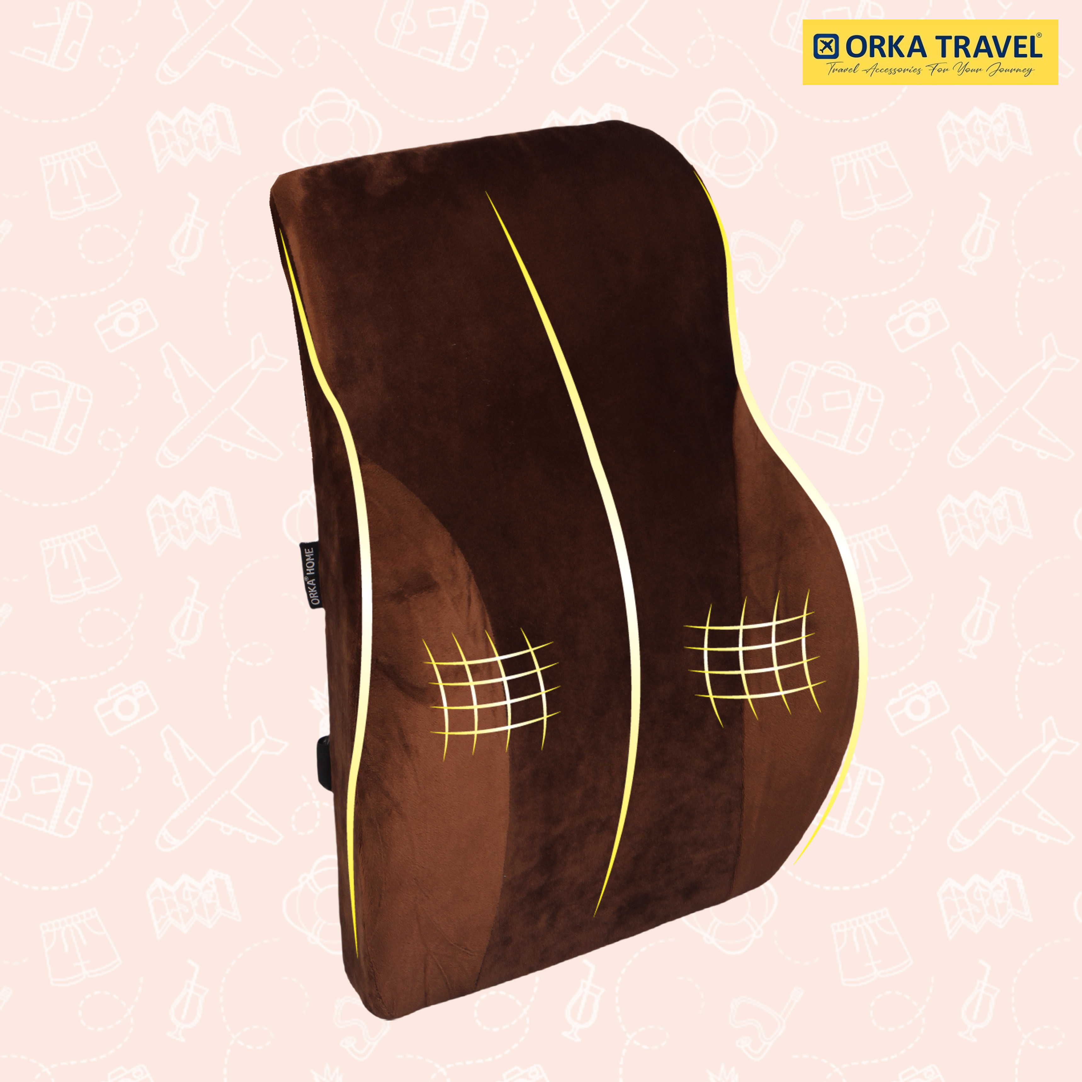 ORKA TRAVEL Presto Orthopaedic Mid-Backrest Cushion with Memory Foam (Ortho Backrest) (Brown) view 7