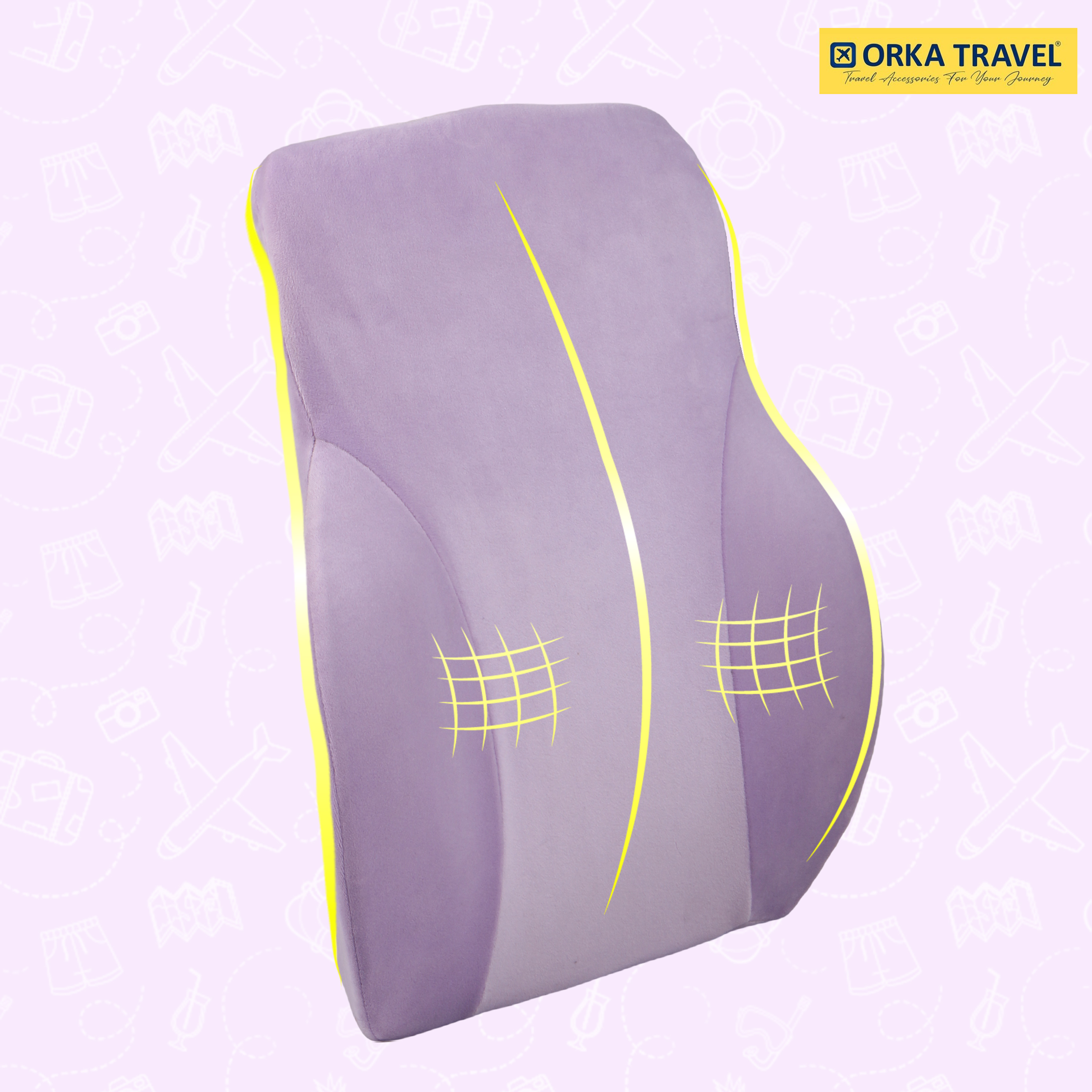 ORKA TRAVEL Presto Orthopaedic Mid-Backrest Cushion with Memory Foam (Ortho Backrest) (Purple) view 4