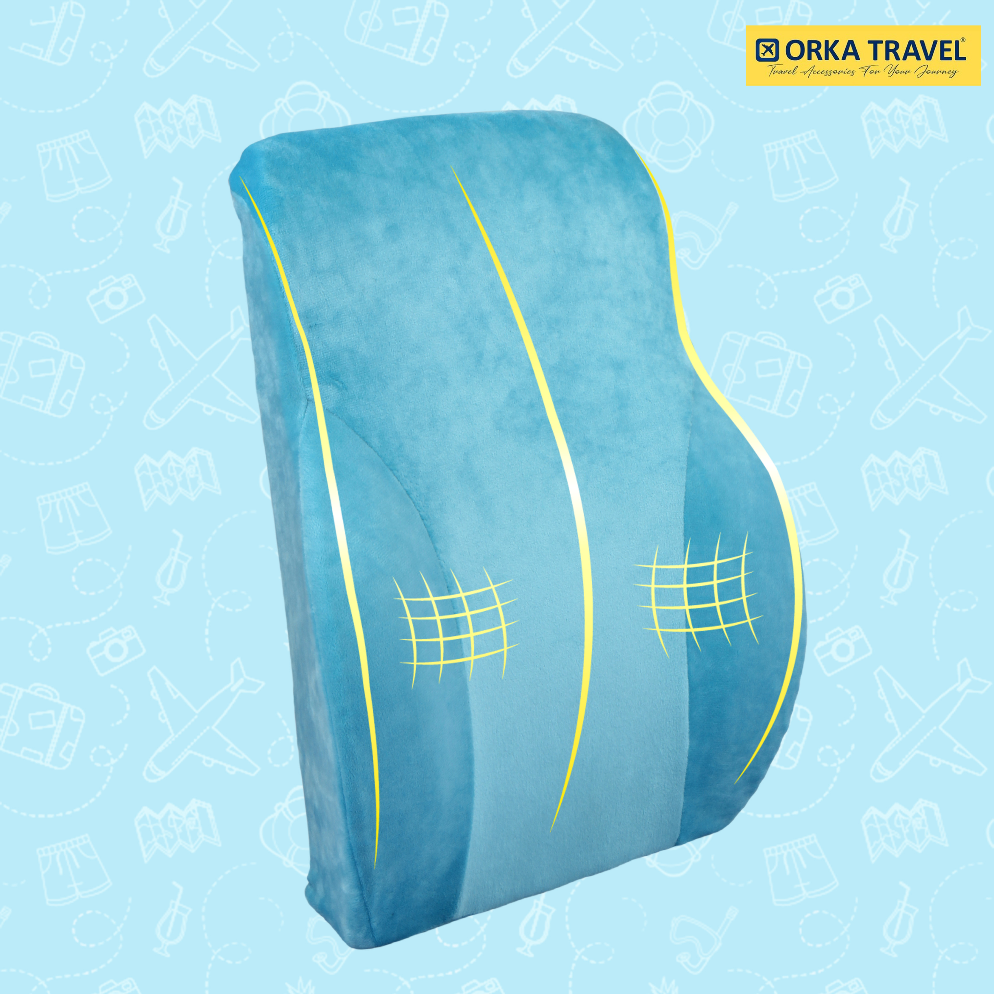 ORKA TRAVEL Presto Orthopaedic Mid-Backrest Cushion with Memory Foam (Ortho Backrest) (Teal) view 6