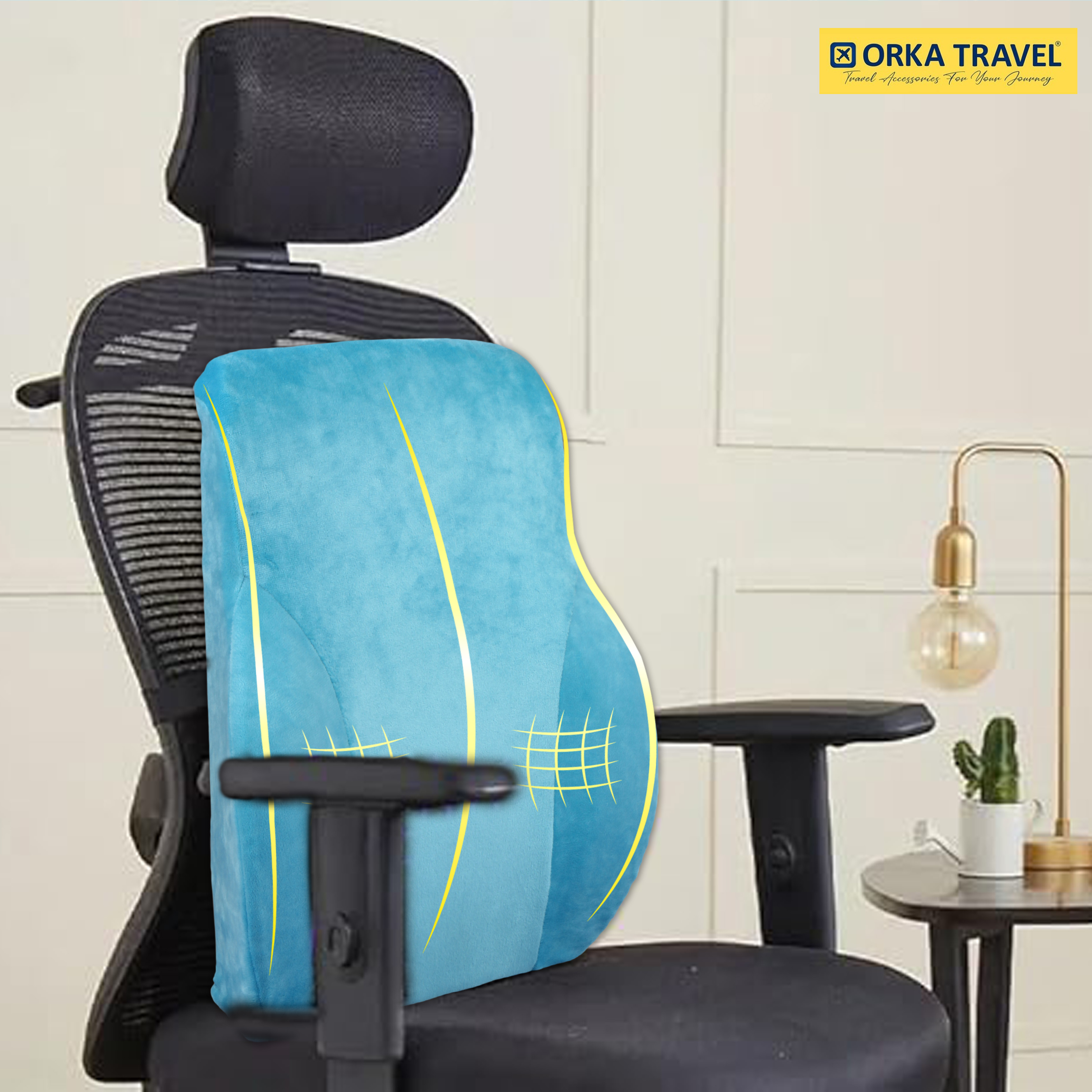 ORKA TRAVEL Presto Orthopaedic Mid-Backrest Cushion with Memory Foam (Ortho Backrest) (Teal) view 9