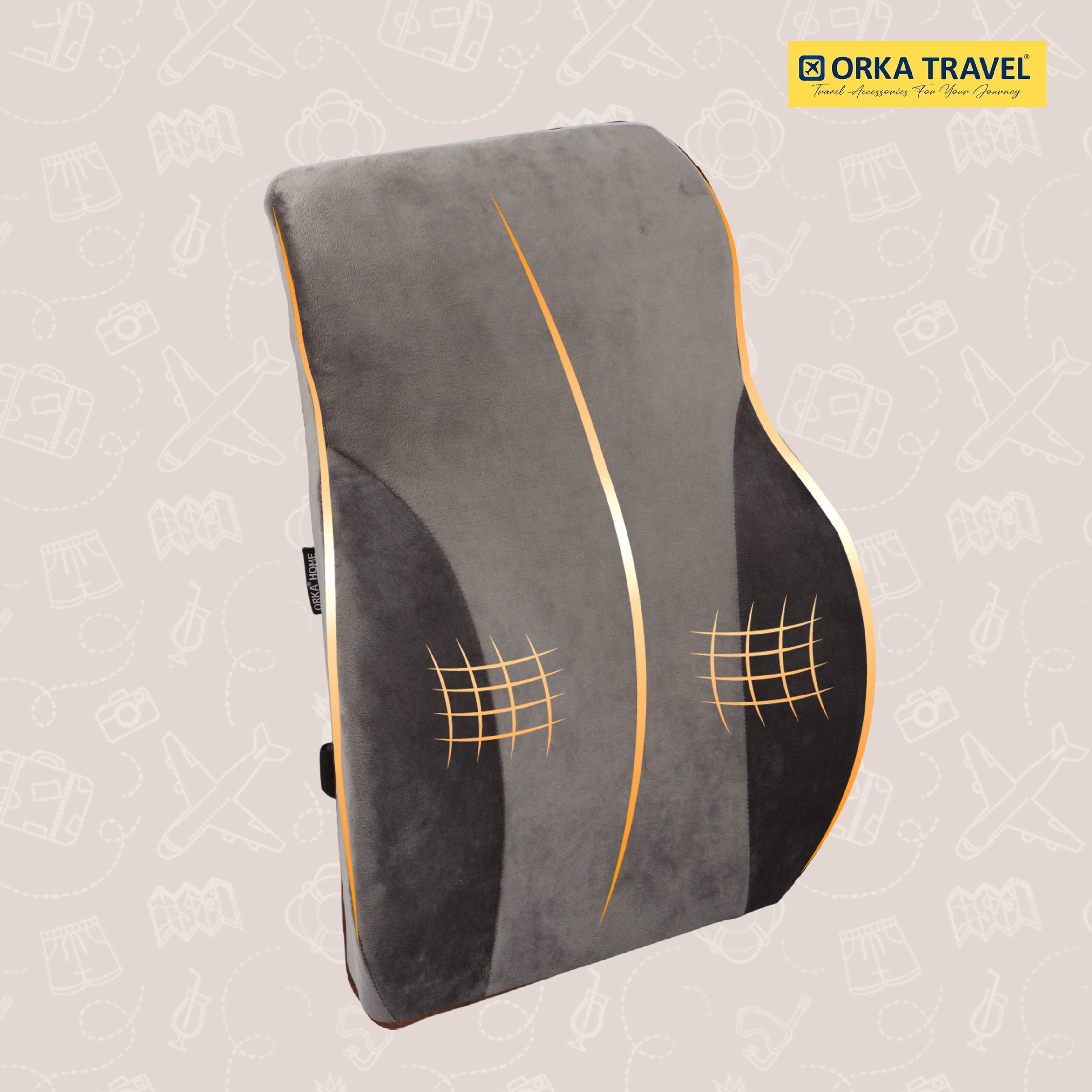 ORKA TRAVEL Presto Orthopaedic Mid-Backrest Cushion with Memory Foam (Ortho Backrest) (Grey) view 3