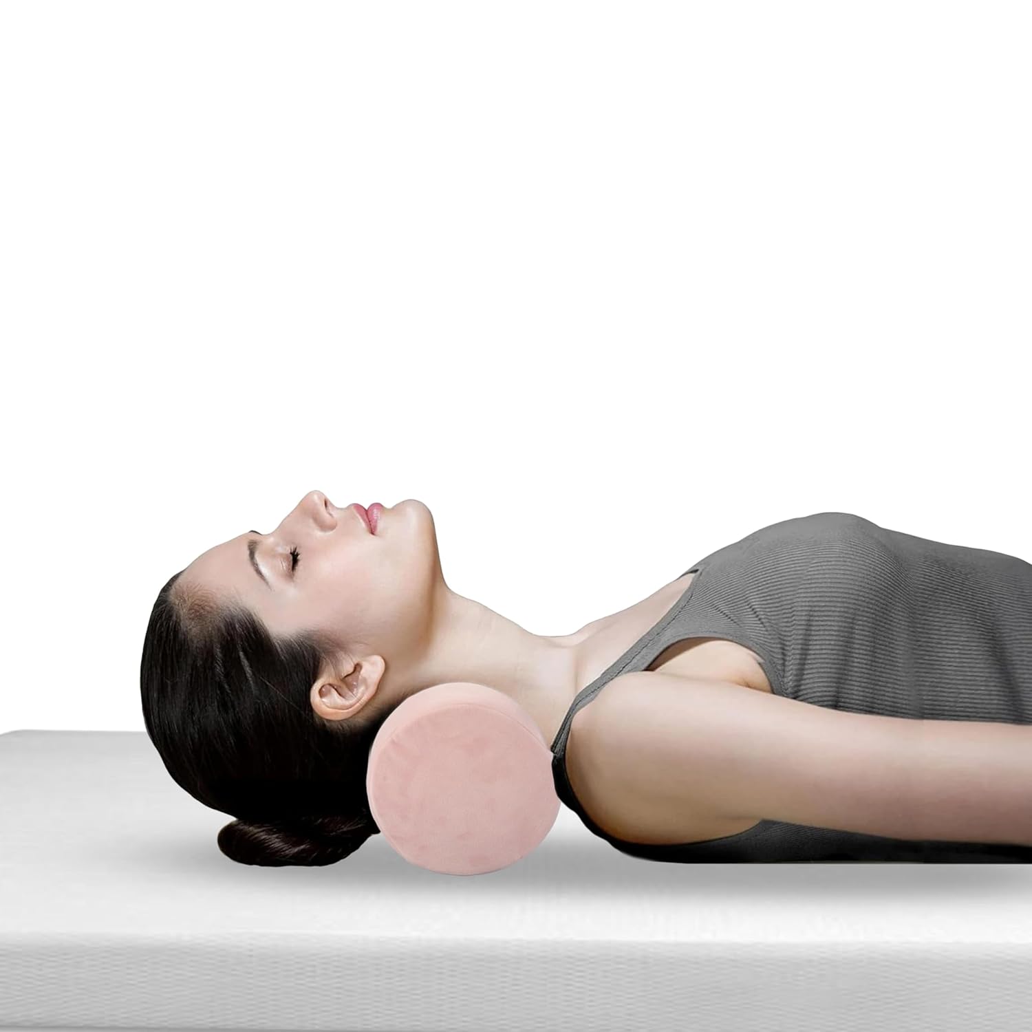 OrkaSleep Cervical Neck Roll Memory Foam Pillow, Bolster Pillow, Round Neck Pillows Support for Sleeping | Bolster Pillow for Bed, Legs, Back and Yoga (Peach) view 2