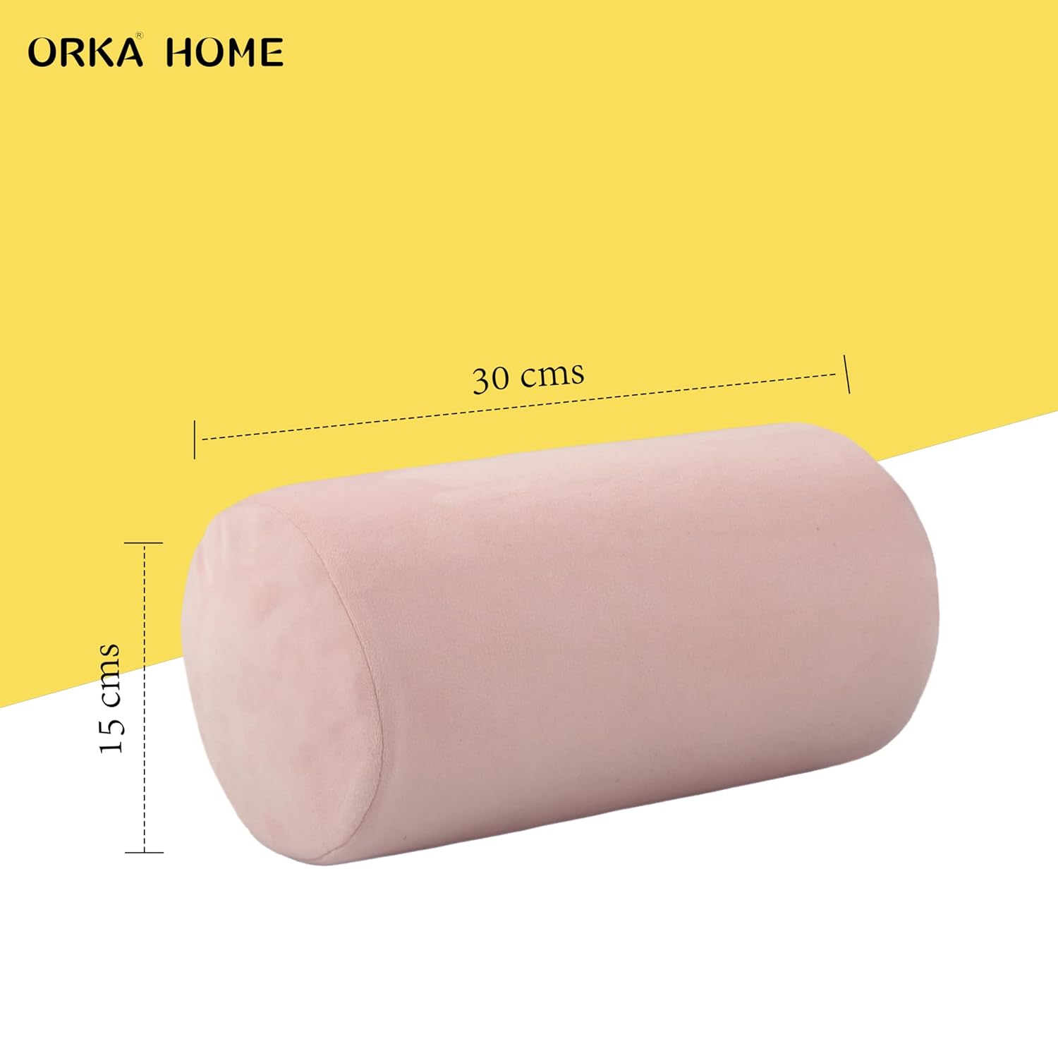 OrkaSleep Cervical Neck Roll Memory Foam Pillow, Bolster Pillow, Round Neck Pillows Support for Sleeping | Bolster Pillow for Bed, Legs, Back and Yoga (Peach) view 3