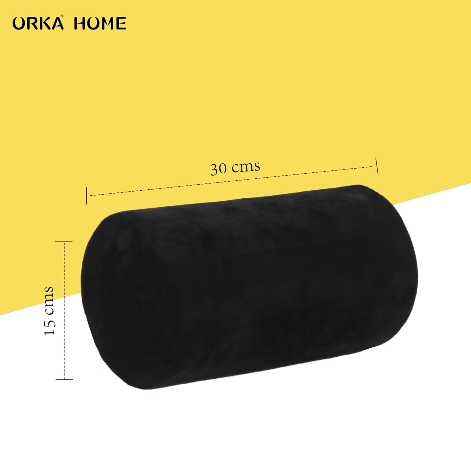 OrkaSleep Cervical Neck Roll Memory Foam Pillow, Bolster Pillow, Round Neck Pillows Support for Sleeping | Bolster Pillow for Bed, Legs, Back and Yoga (Black) view 2