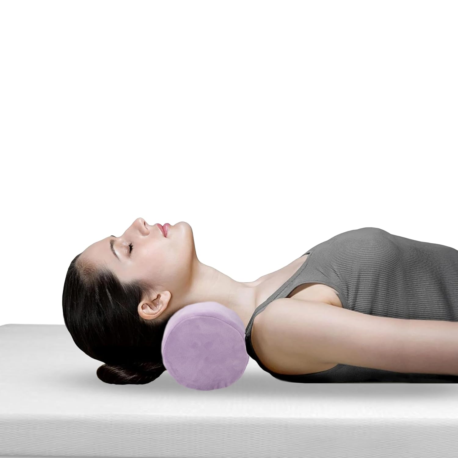 OrkaSleep Cervical Neck Roll Memory Foam Pillow, Bolster Pillow, Round Neck Pillows Support for Sleeping | Bolster Pillow for Bed, Legs, Back and Yoga (Purple)