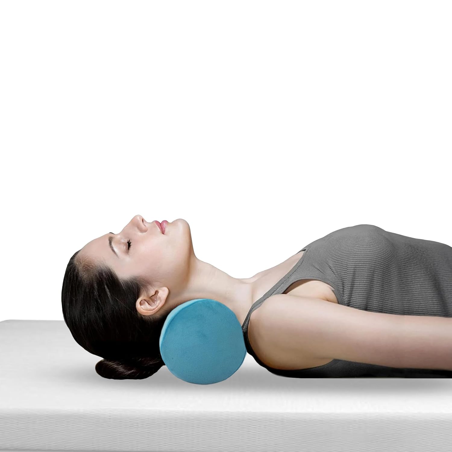 OrkaSleep Cervical Neck Roll Memory Foam Pillow, Bolster Pillow, Round Neck Pillows Support for Sleeping | Bolster Pillow for Bed, Legs, Back and Yoga (Teal)