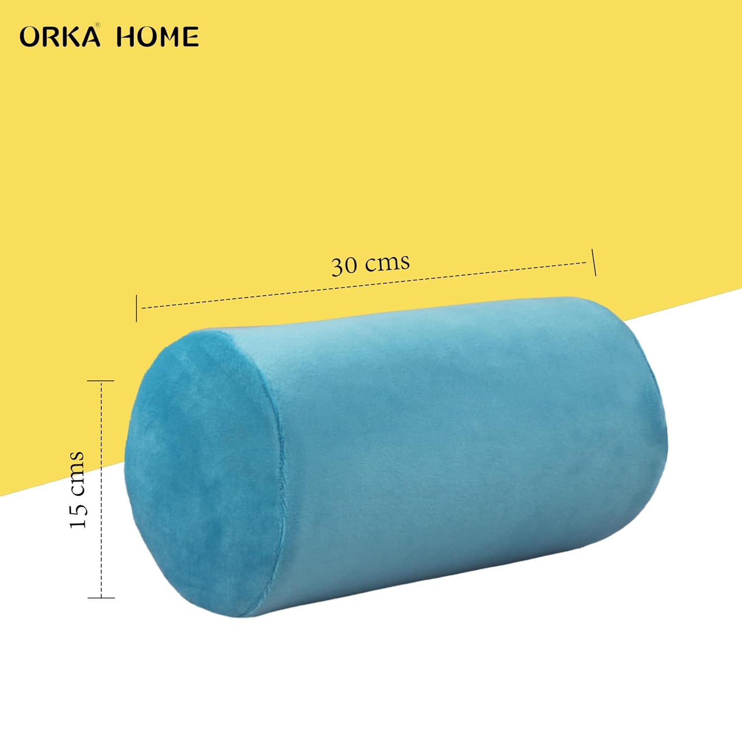 OrkaSleep Cervical Neck Roll Memory Foam Pillow, Bolster Pillow, Round Neck Pillows Support for Sleeping | Bolster Pillow for Bed, Legs, Back and Yoga (Teal) view 2