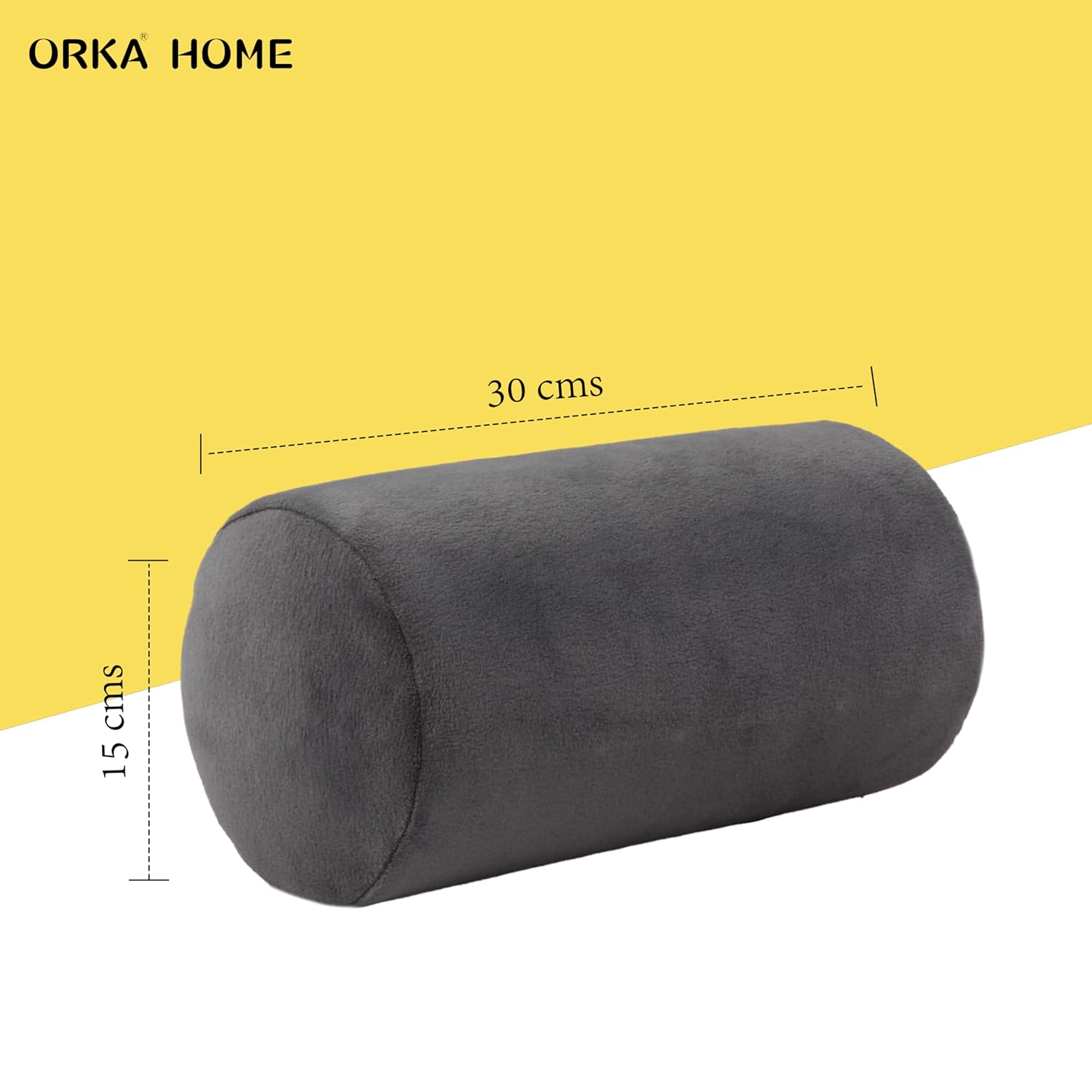 OrkaSleep Cervical Neck Roll Memory Foam Pillow, Bolster Pillow, Round Neck Pillows Support for Sleeping | Bolster Pillow for Bed, Legs, Back and Yoga (Grey)