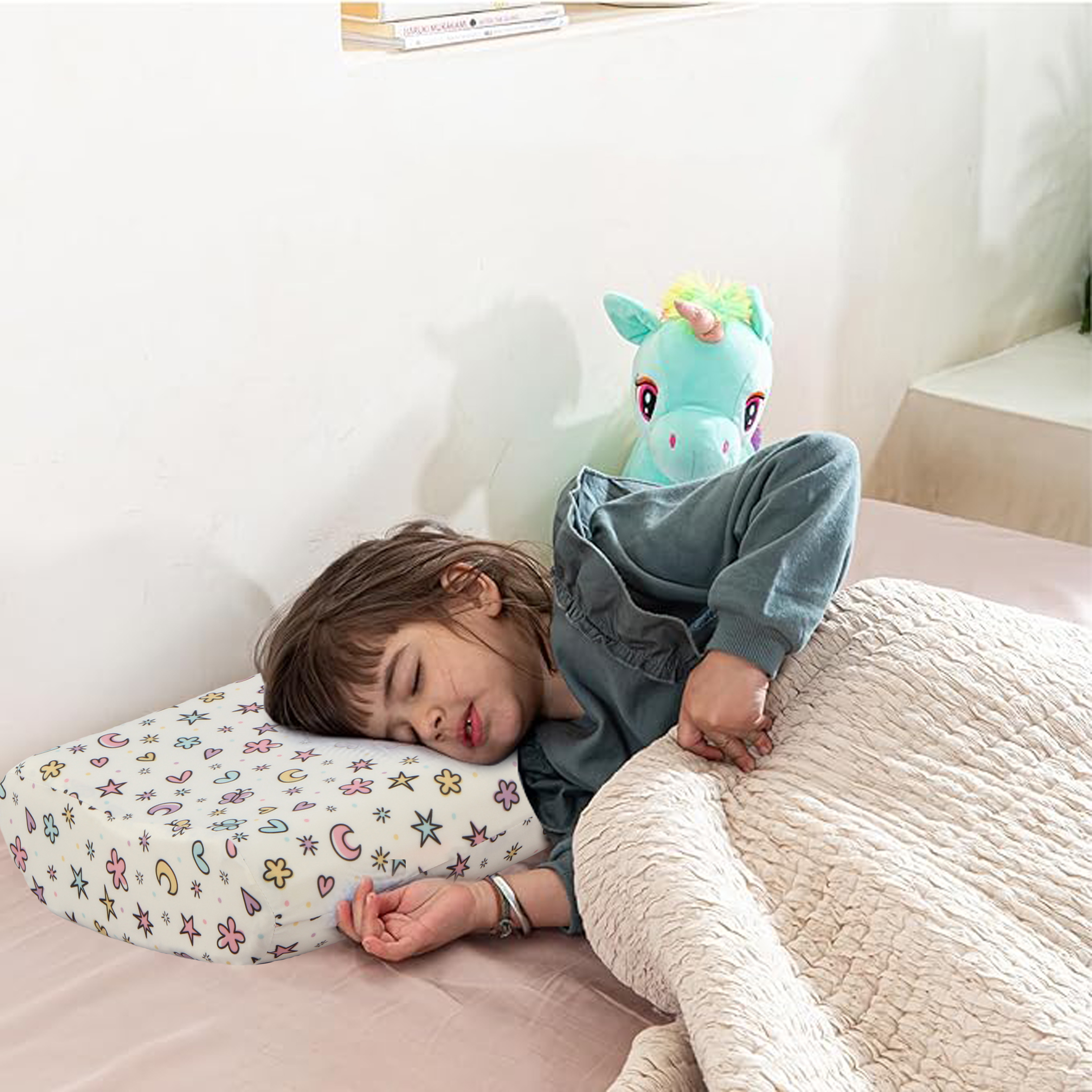 Orka Kids Kids Eco Orthopedic Contour Neck Support Pillow for Sleeping & Shoulder Pain Memory Foam Toons & Characters Orthopaedic Pillow Pack of 1  (Eco Contour Star D5) view 4