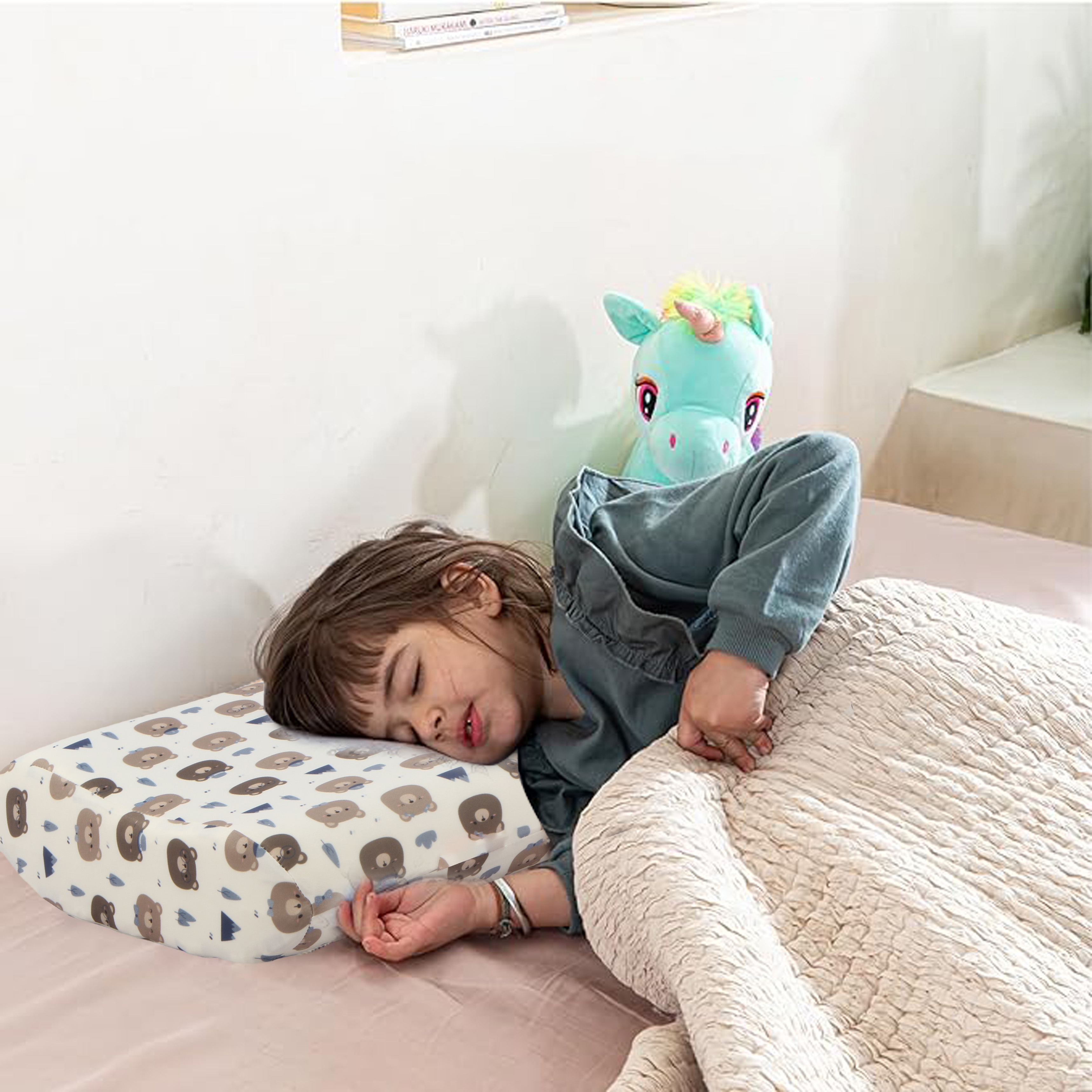 Orka Kids Kids Eco Orthopedic Contour Neck Support Pillow for Sleeping & Shoulder Pain Memory Foam Toons & Characters Orthopaedic Pillow Pack of 1  (Eco Contour Twins Bear D view 4