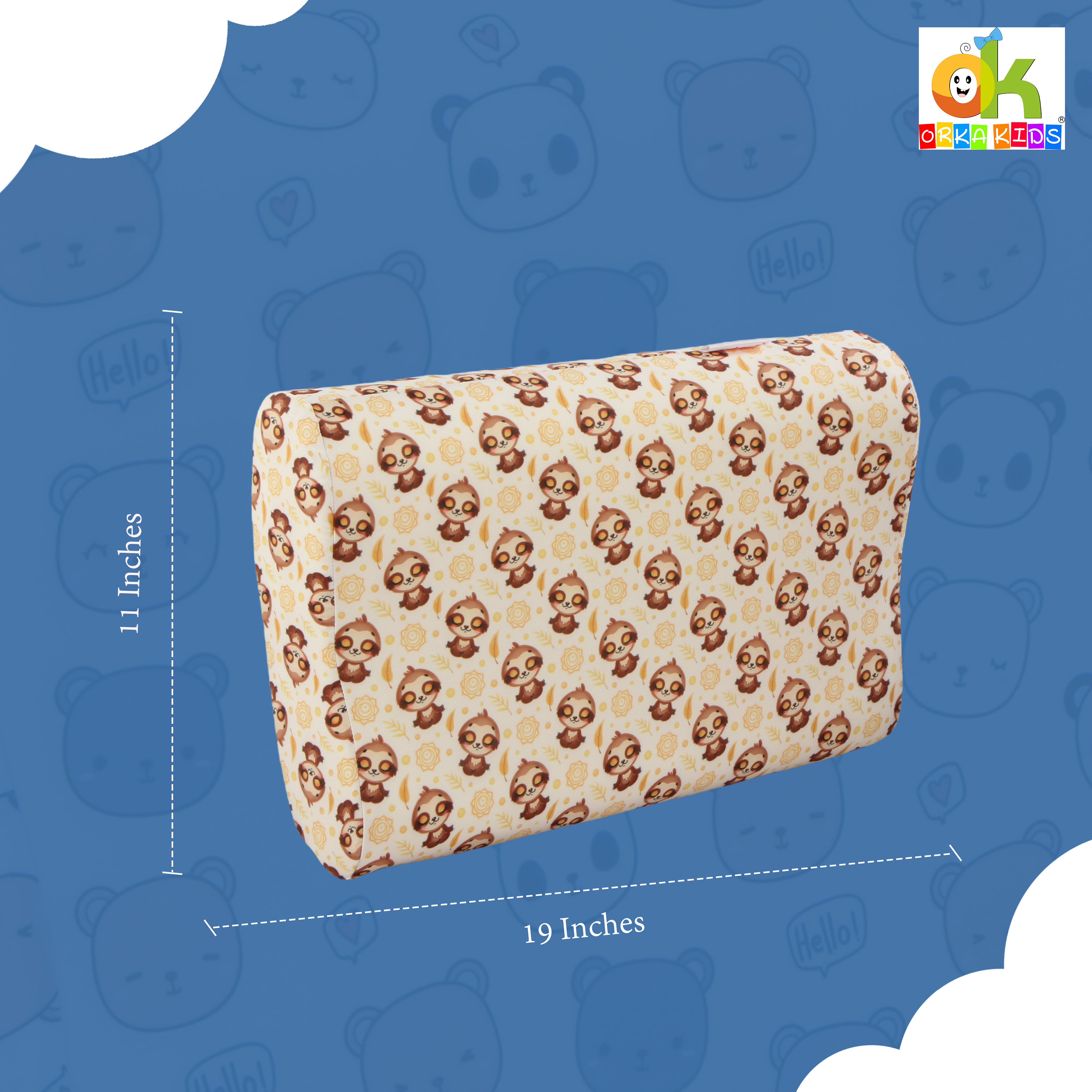 Orka Kids Kids Eco Orthopedic Contour Neck Support Pillow for Sleeping & Shoulder Pain Memory Foam Toons & Characters Orthopaedic Pillow Pack of 1  (Eco Contour Twins Bear D3) view 5