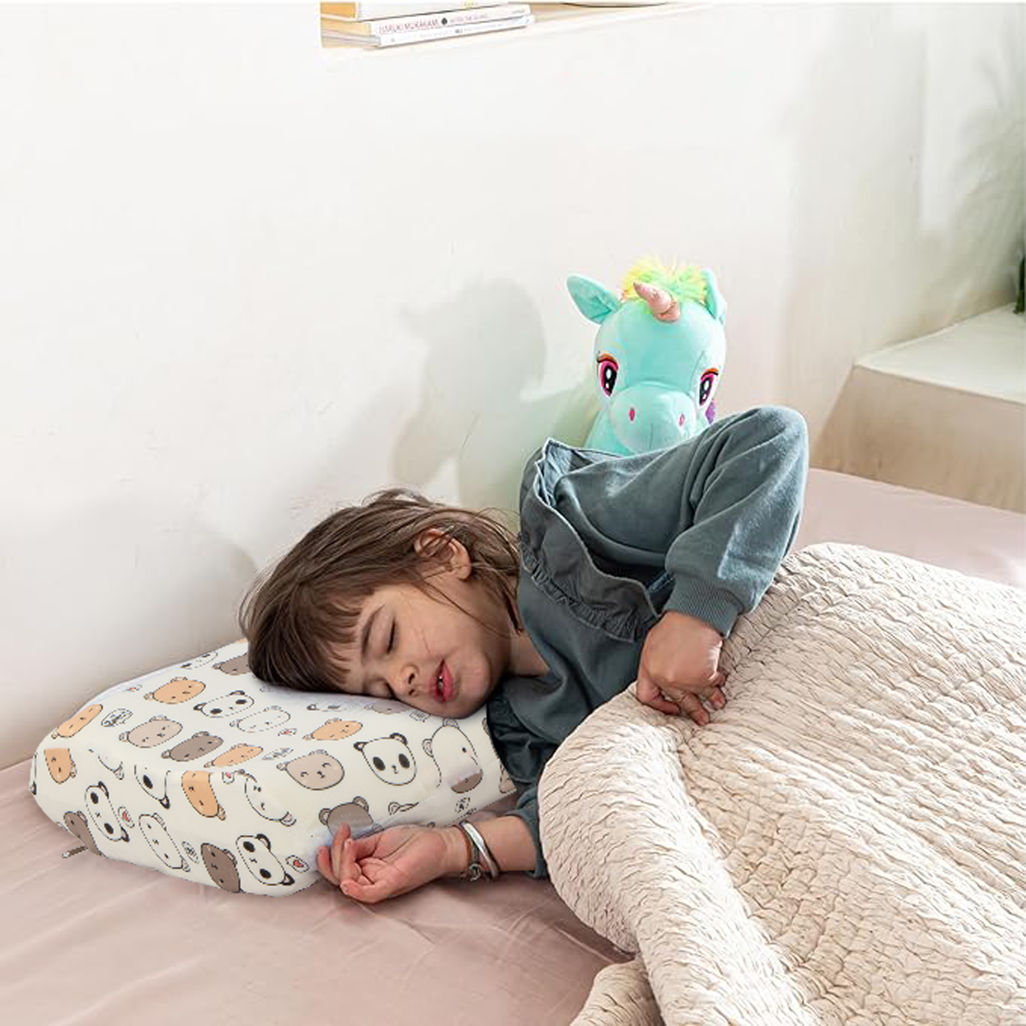 Orka Kids Kids Eco Orthopedic Contour Neck Support Pillow for Sleeping & Shoulder Pain Memory Foam Toons & Characters Orthopaedic Pillow Pack of 1  (Eco Contour Twins Bear D1) view 2