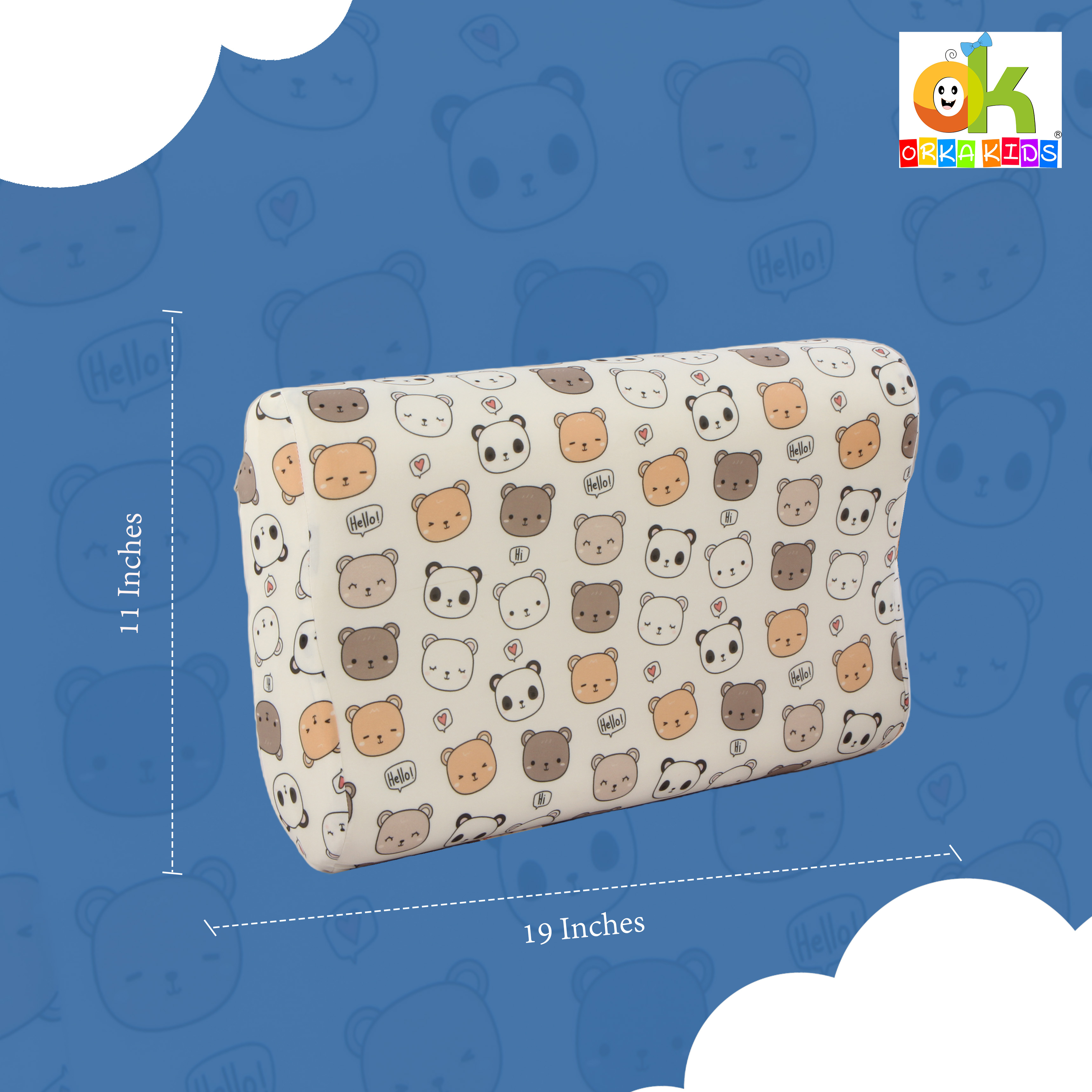 Orka Kids Kids Eco Orthopedic Contour Neck Support Pillow for Sleeping & Shoulder Pain Memory Foam Toons & Characters Orthopaedic Pillow Pack of 1  (Eco Contour Twins Bear D1) view 8