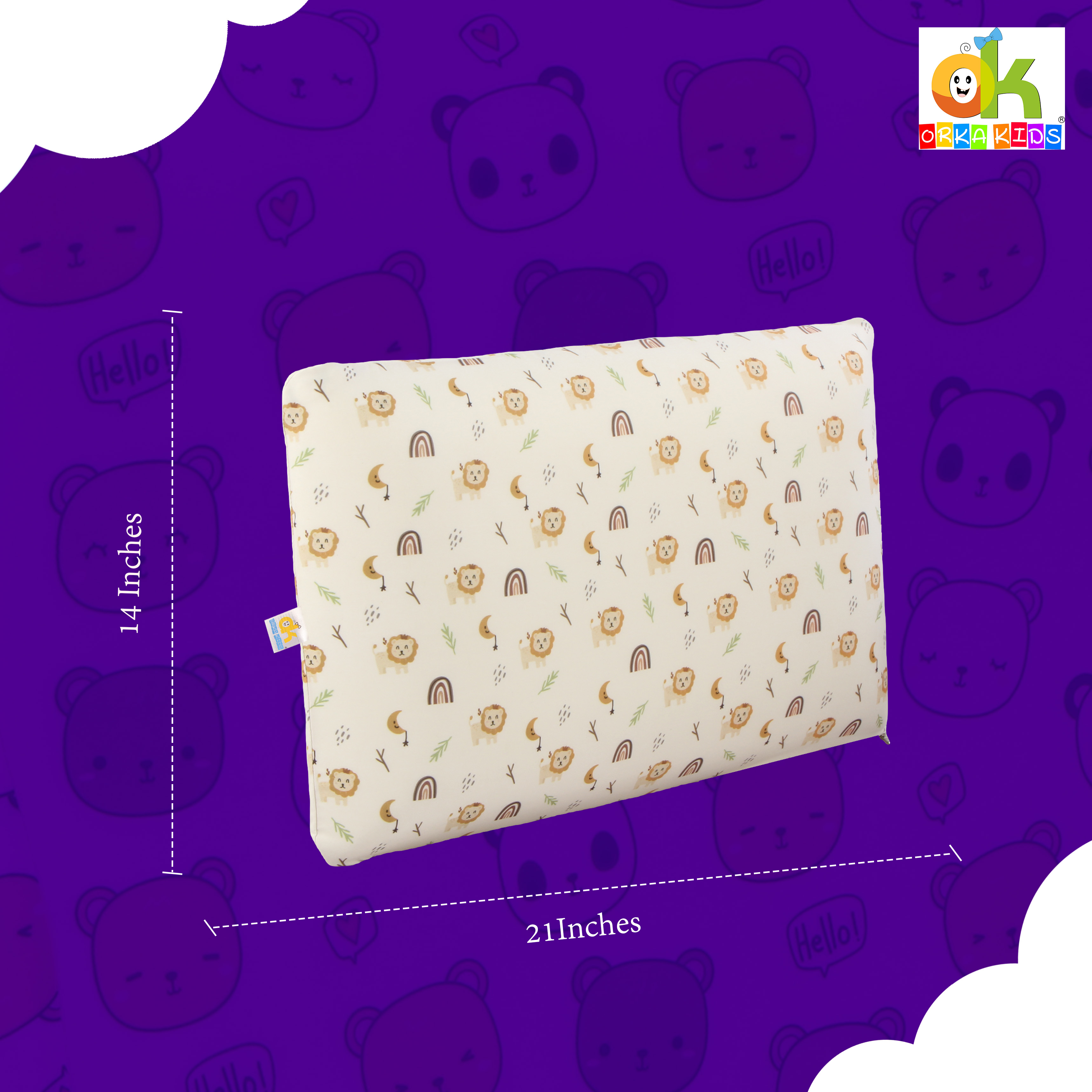 Orka Kids Kids Eco Rectangular Neck Support Pillow for Sleeping & Shoulder Pain Memory Foam Toons & Characters Orthopaedic Pillow Pack of 1  (Lion Toddler) view 6