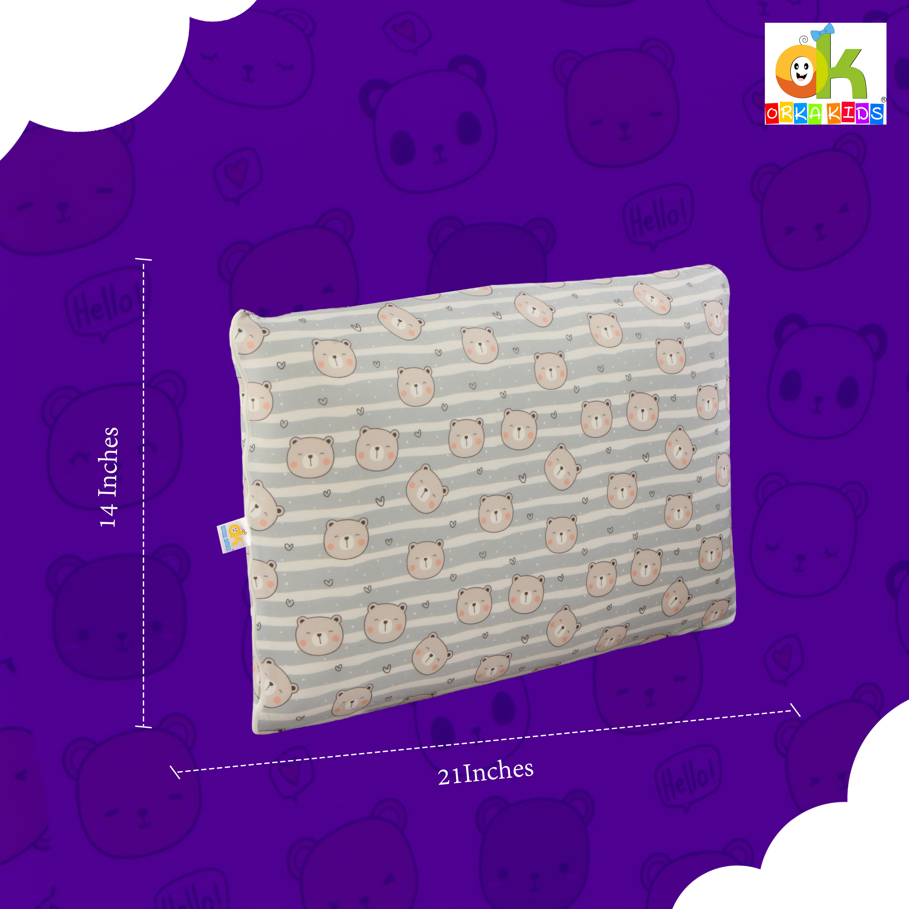 Orka Kids Kids Eco Rectangular Neck Support Pillow for Sleeping & Shoulder Pain Memory Foam Toons & Characters Orthopaedic Pillow Pack of 1  (Little Bunny) view 6