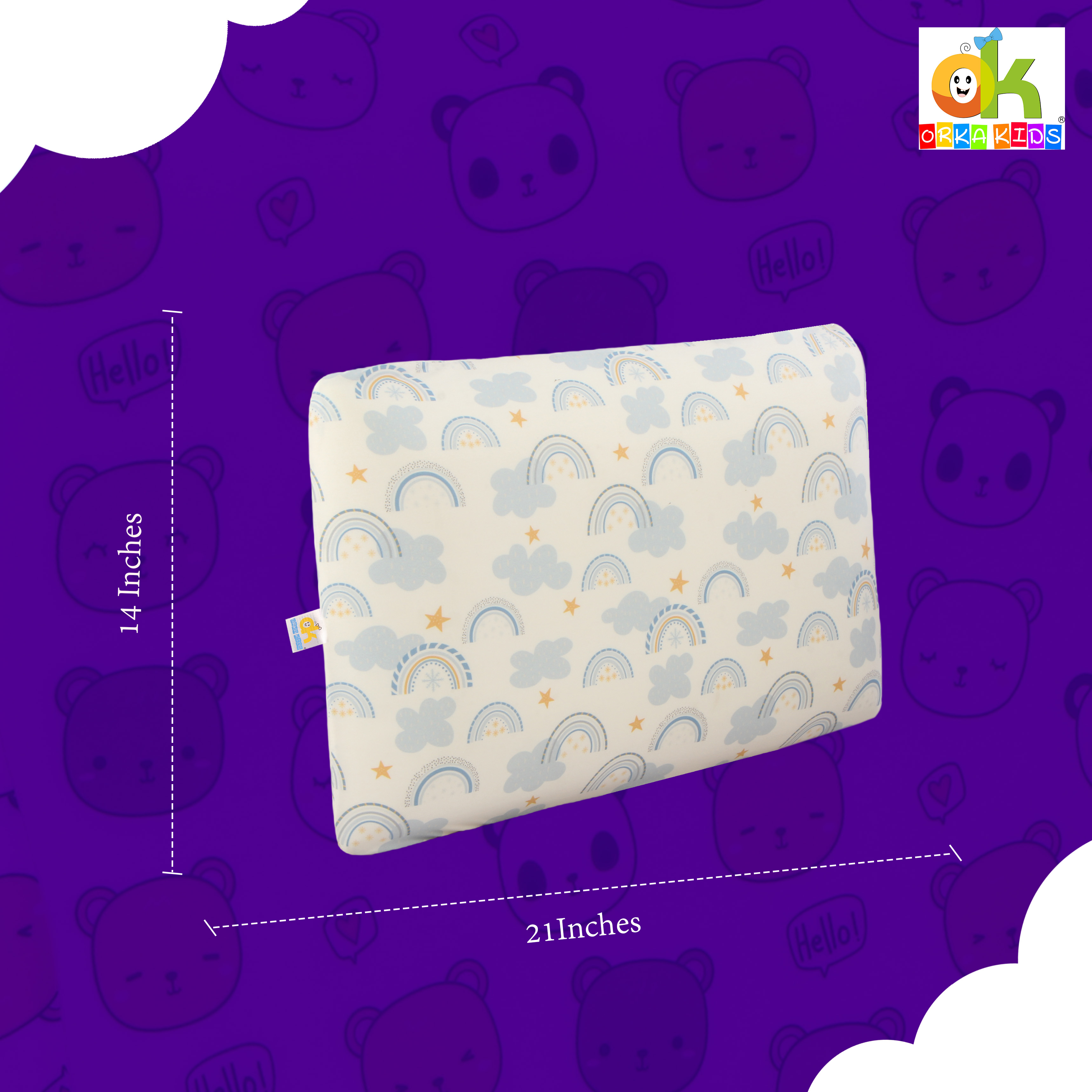 Orka Kids Kids Eco Rectangular Neck Support Pillow for Sleeping & Shoulder Pain Memory Foam Toons & Characters Orthopaedic Pillow Pack of 1  (Sunshine&Rainbow) view 6