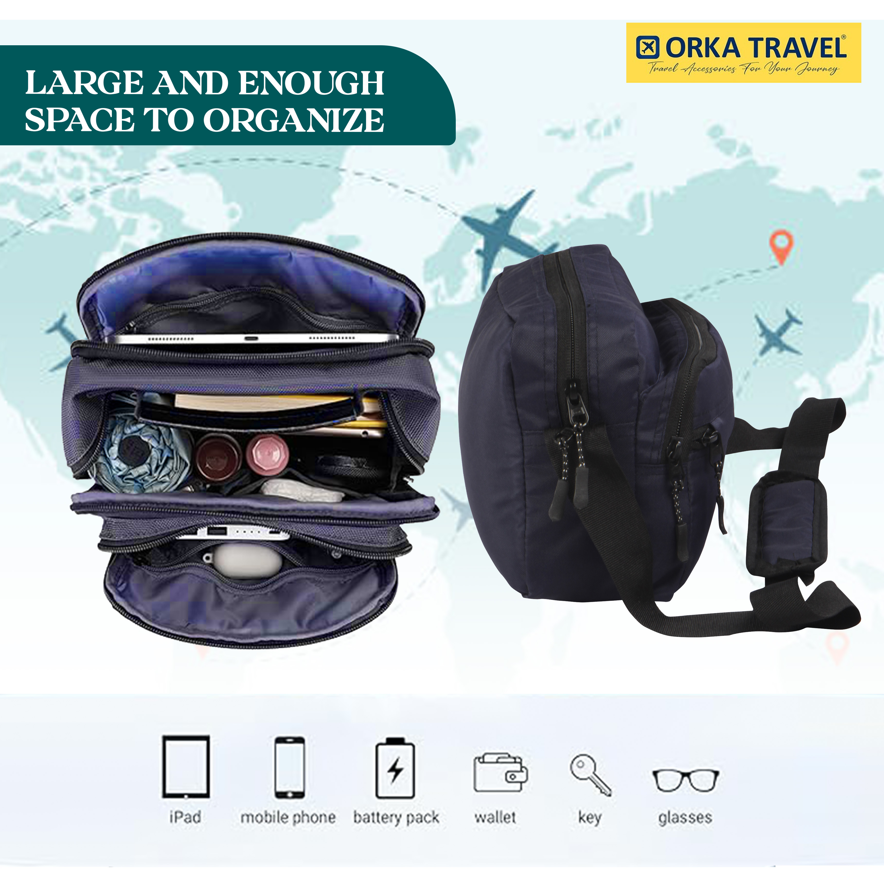 Mini Crossbody Bag, Small Shoulder Bag, Messenger Bag for Cell Phone,Travel,Office,Business, Blue view 2