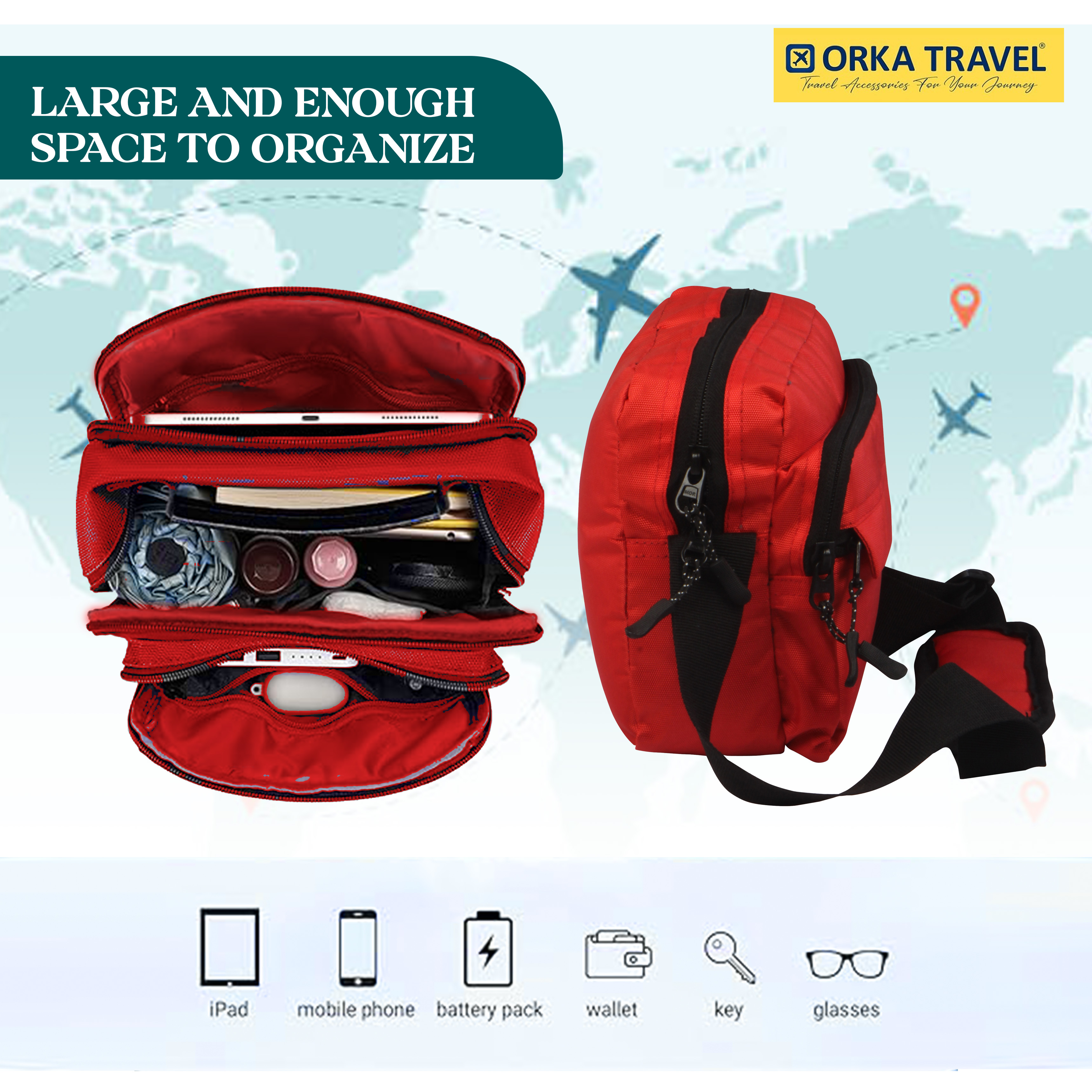 Mini Crossbody Bag, Small Shoulder Bag, Messenger Bag for Cell Phone,Travel,Office,Business, Red view 4