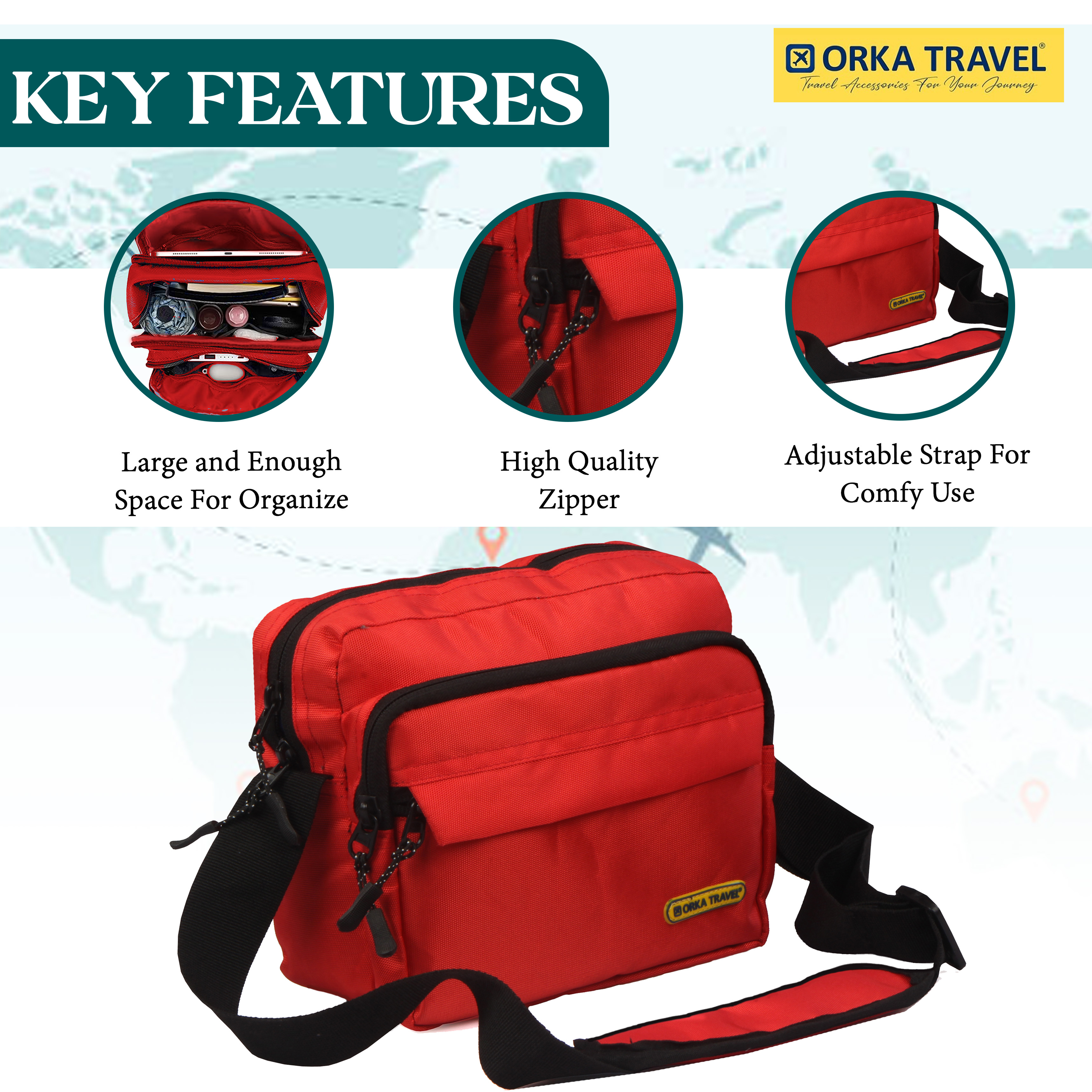 Mini Crossbody Bag, Small Shoulder Bag, Messenger Bag for Cell Phone,Travel,Office,Business, Red view 5
