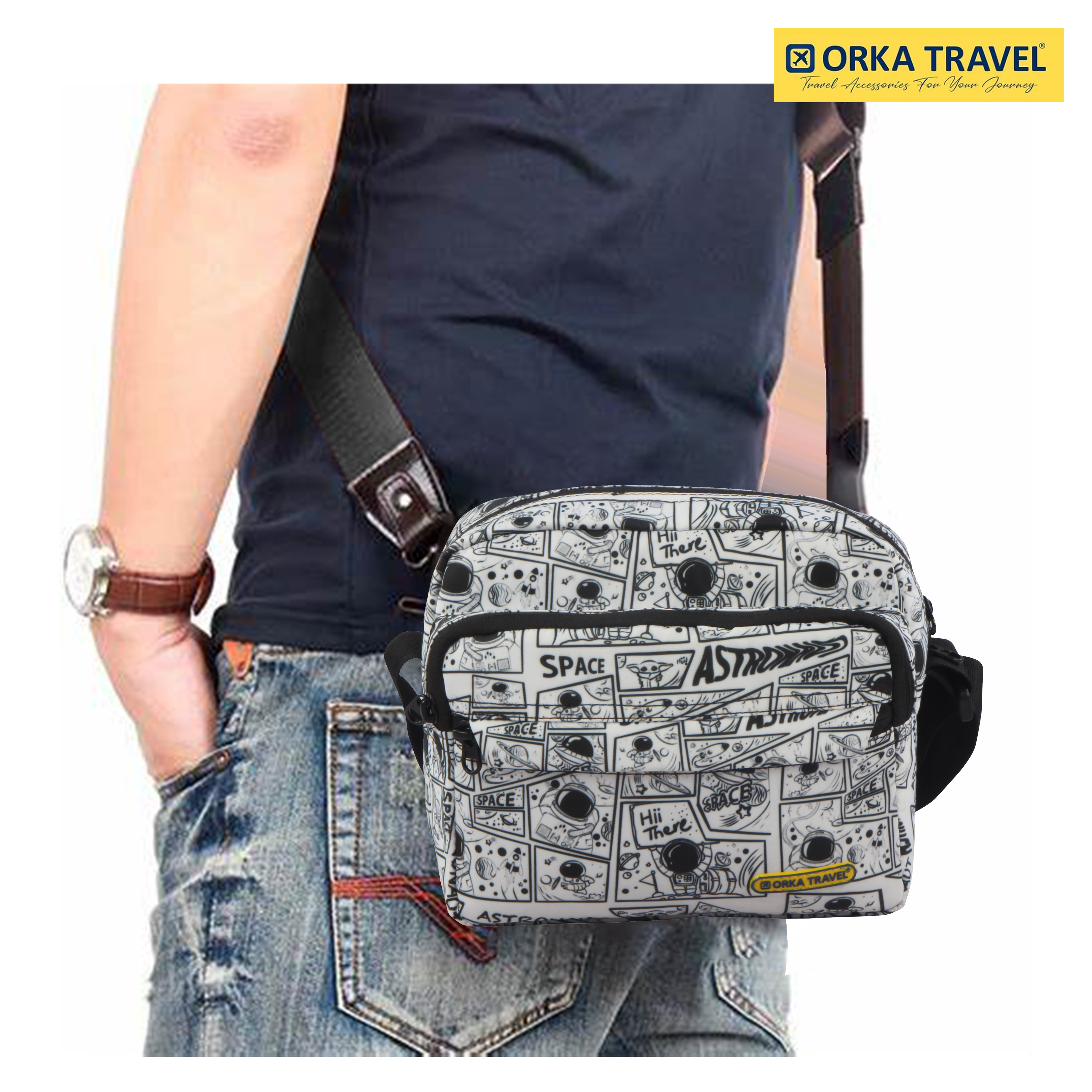 Mini Crossbody Bag, Small Shoulder Bag, Messenger Bag for Cell Phone,Travel,Office,Business, Astronaut view 3
